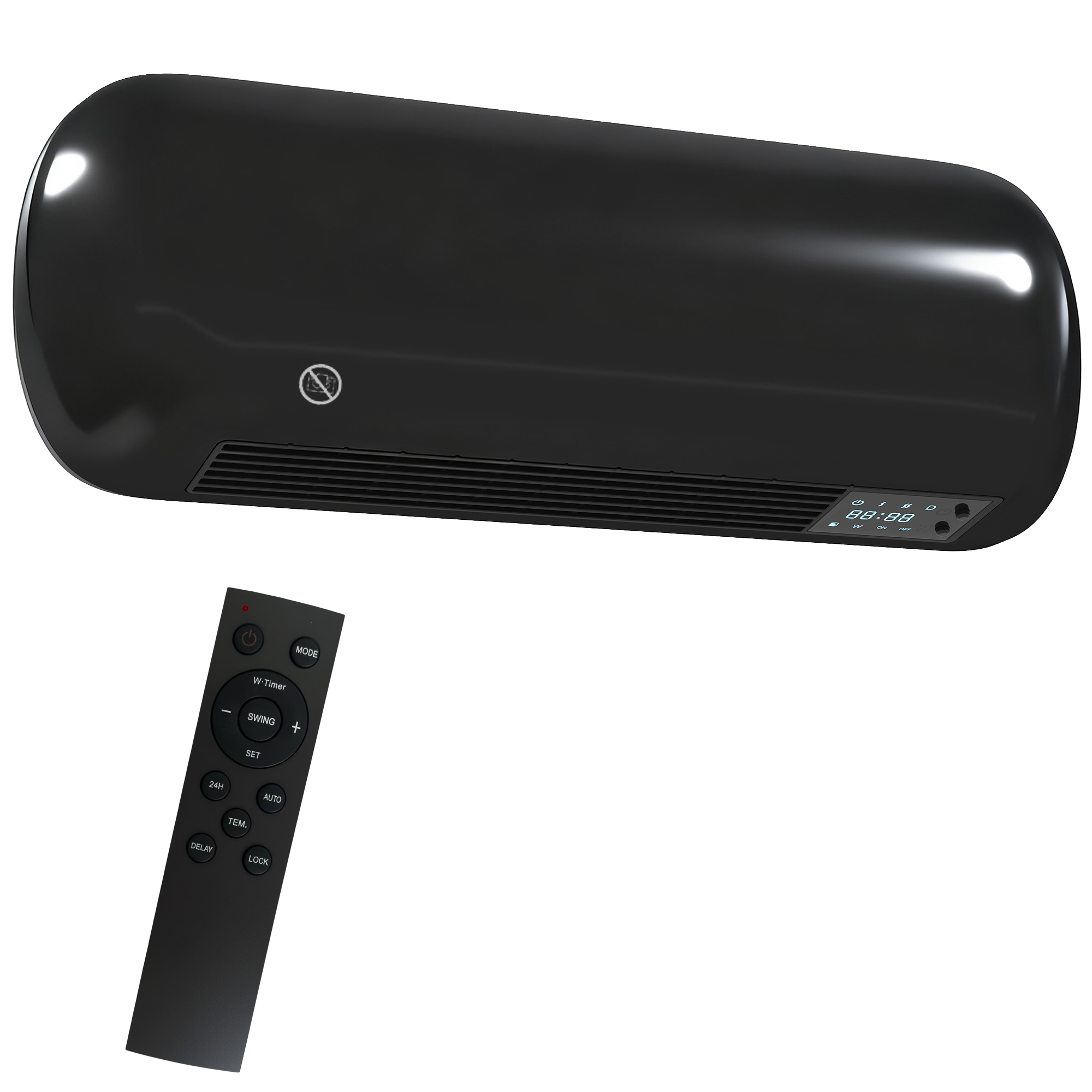 HENSMERE Electric Heater Ceramic Wall Mounted - Black - Life Essentials