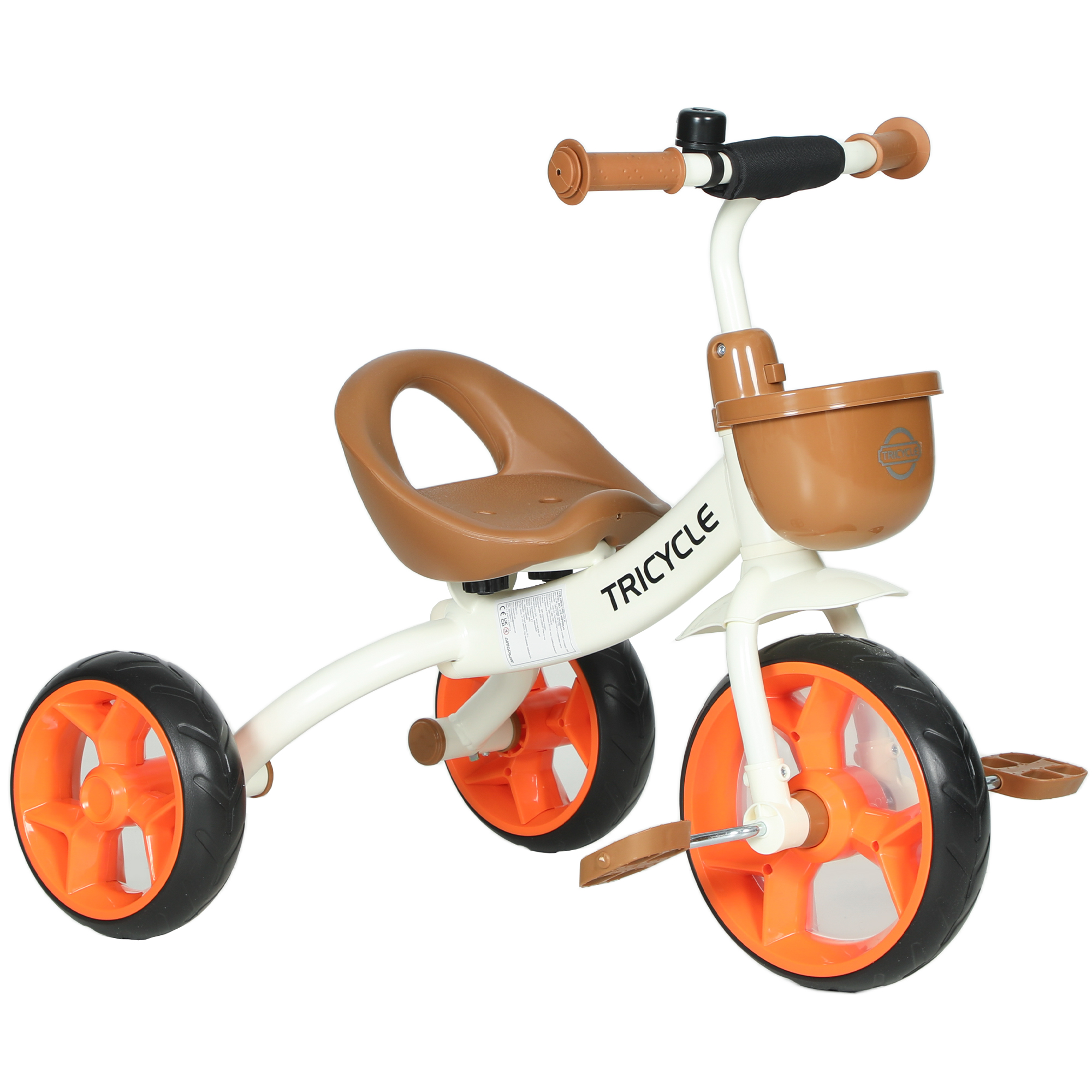 BROMEL Kids Trike Steel Toddler Pedal Tricycle with Front Basket - Orange - Life Essentials