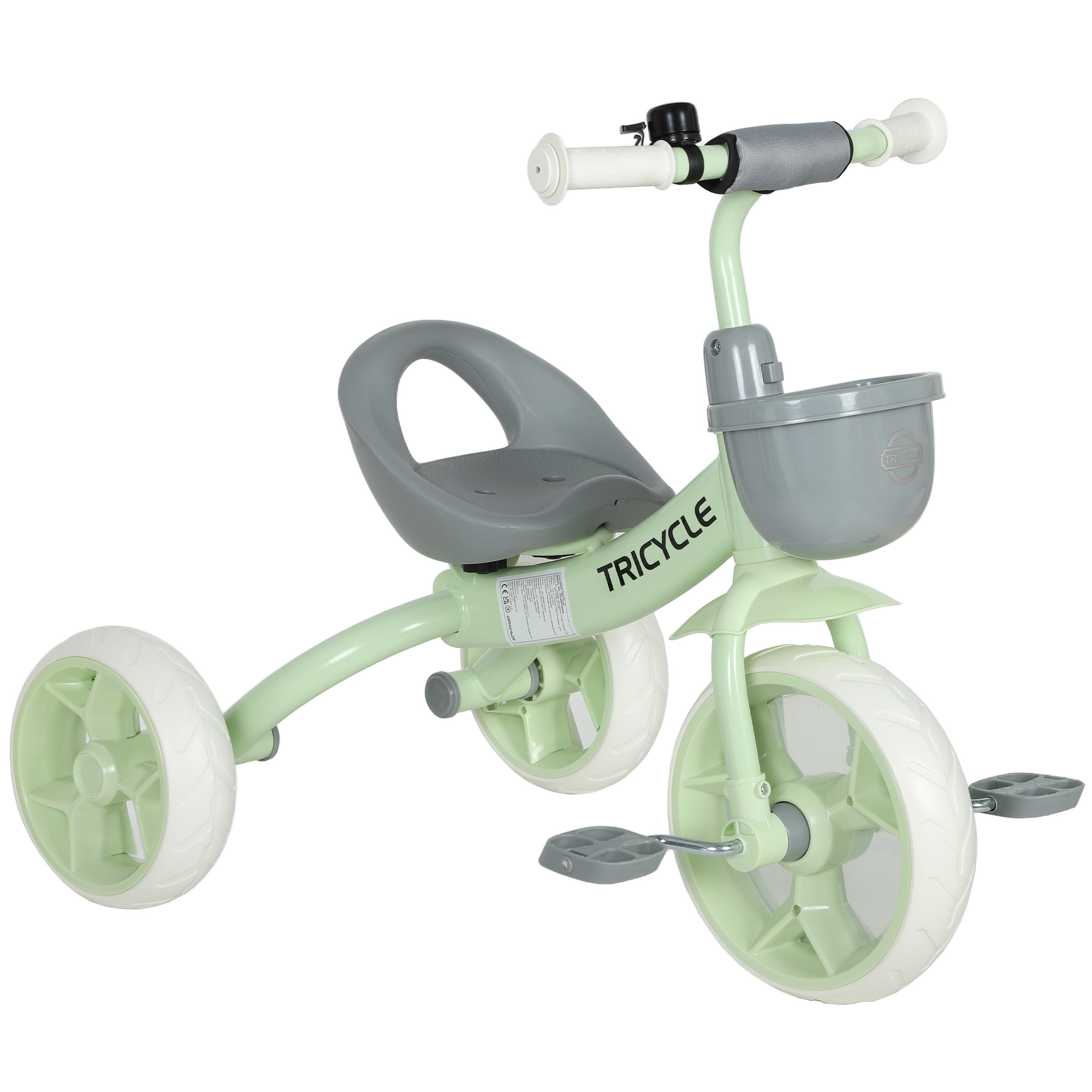 BROMEL Kids Trike Steel Toddler Pedal Tricycle with Front Basket - Green - Life Essentials