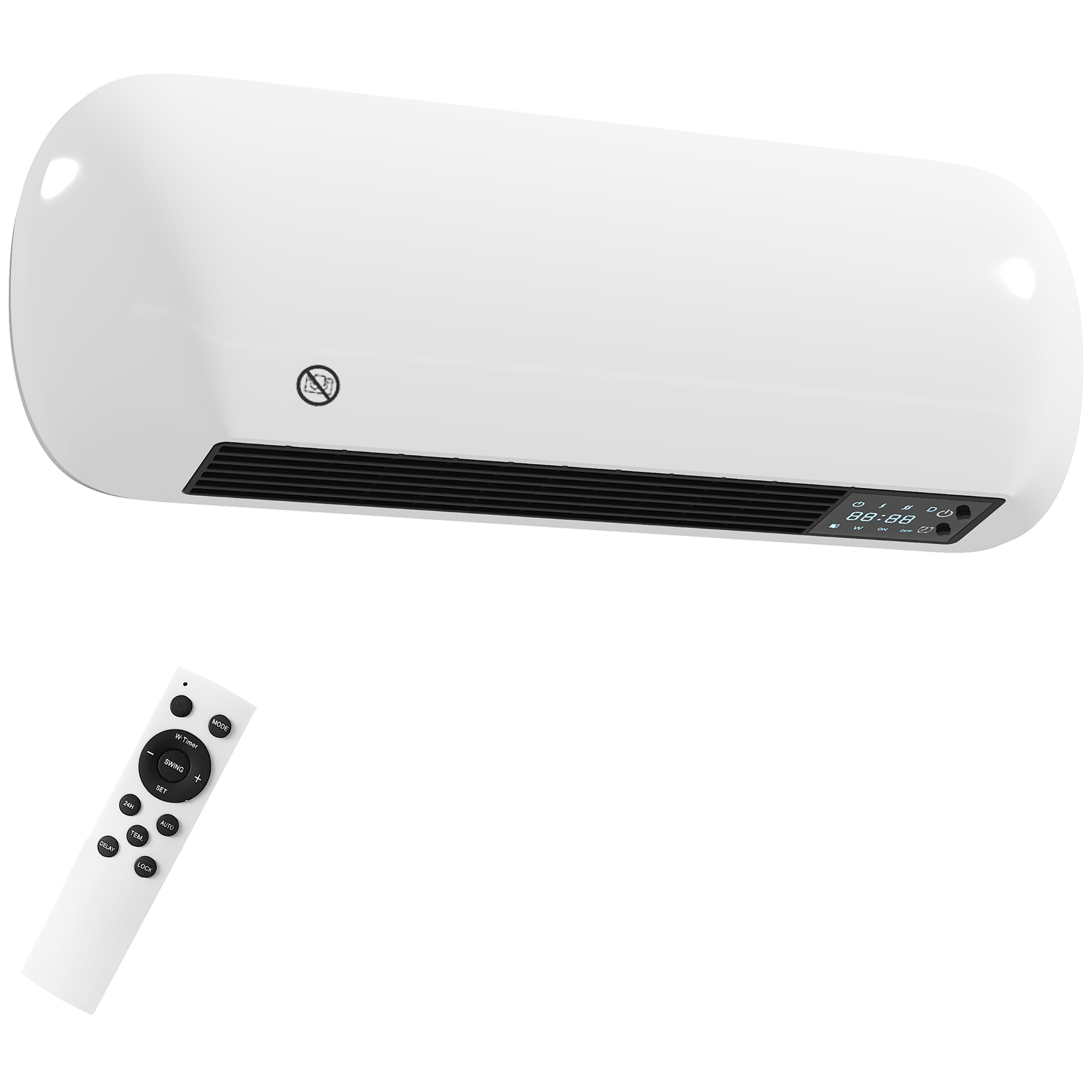 HENSMERE Electric Heater Ceramic Wall Mounted - White - Life Essentials
