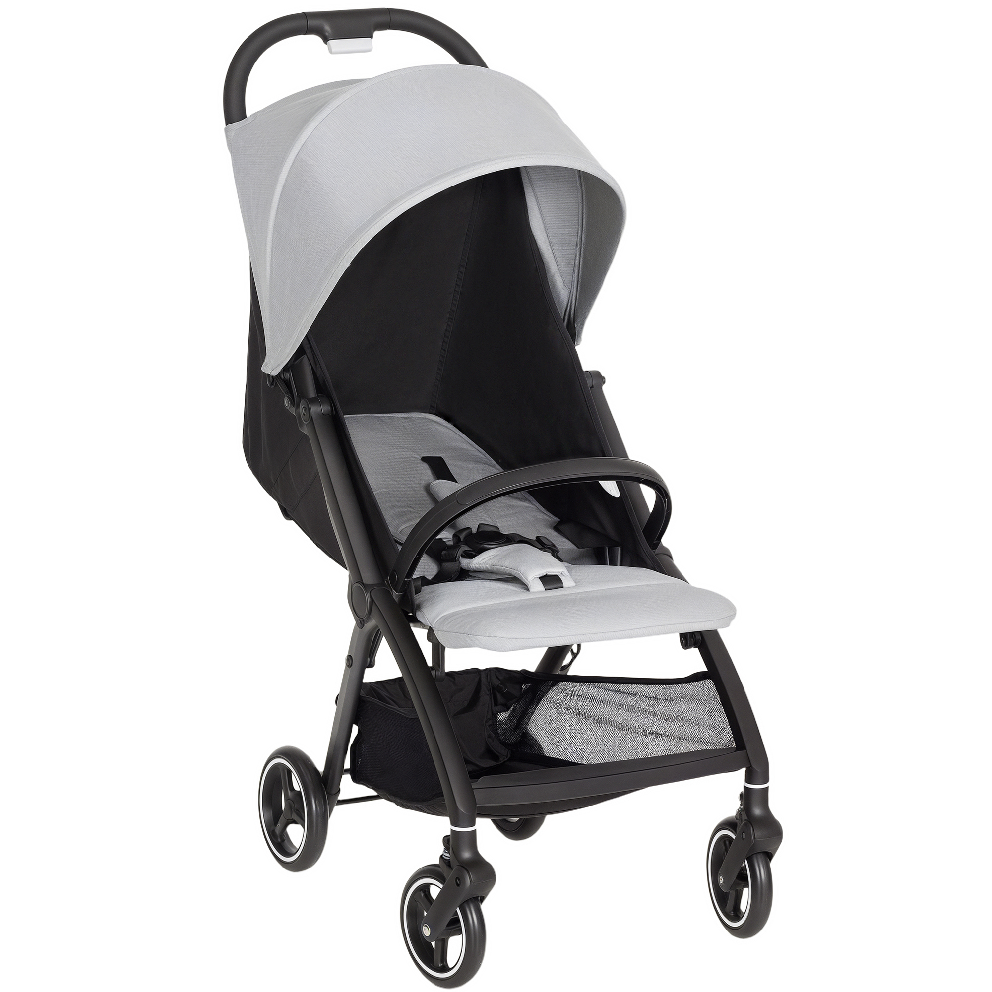 CORIN Baby Travel Stroller Metal Compact Lightweight Compact Buggy with Canopy - Light Grey - Life Essentials