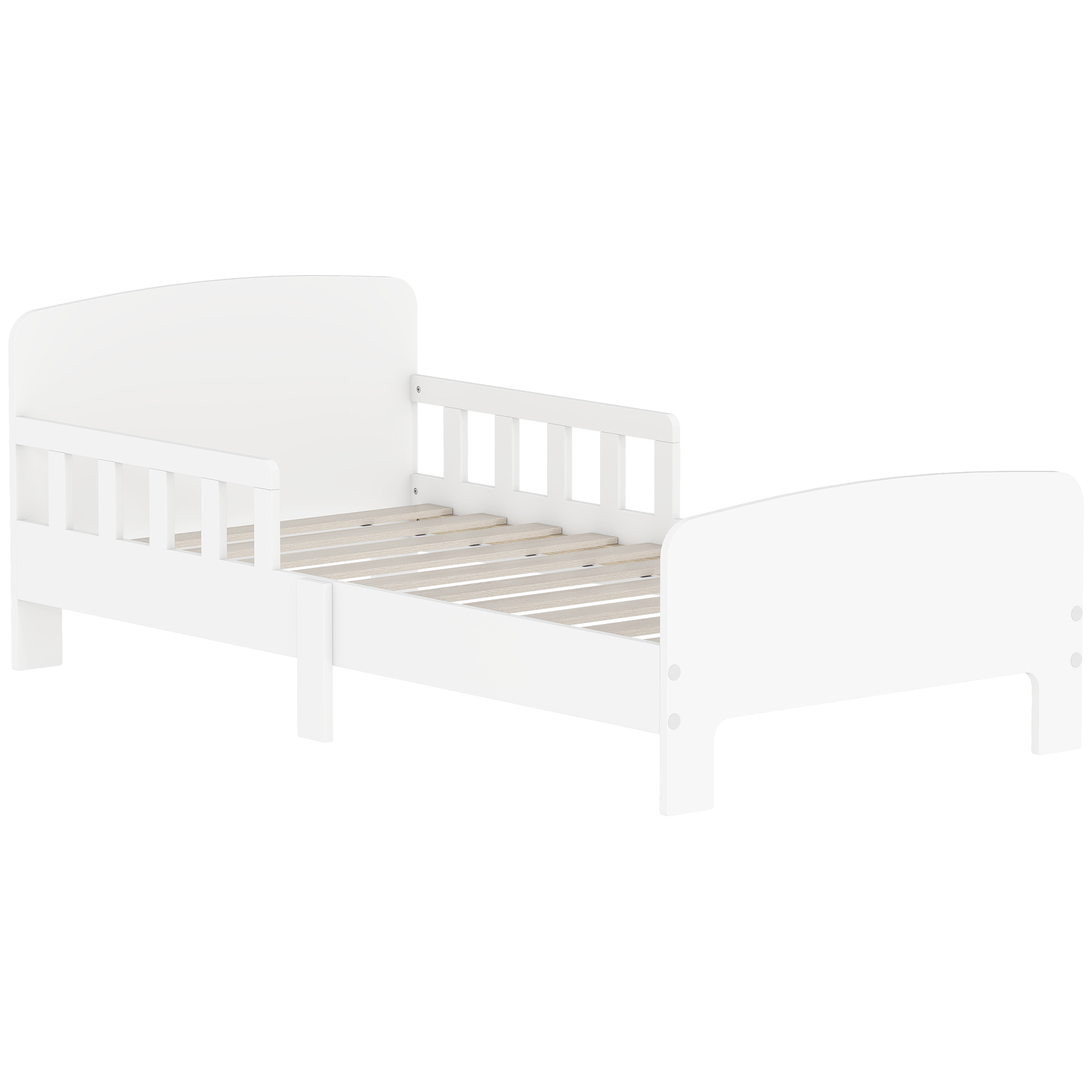 ARQUEN Wooden Toddler Bed with Safety Side Rails - White - Life Essentials