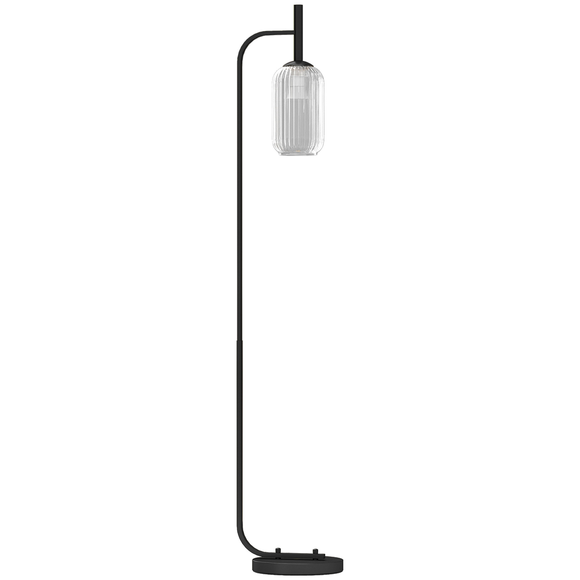 ULRIC Floor Lamp with Glass Lampshade Modern Standing Lamp - Black - Life Essentials
