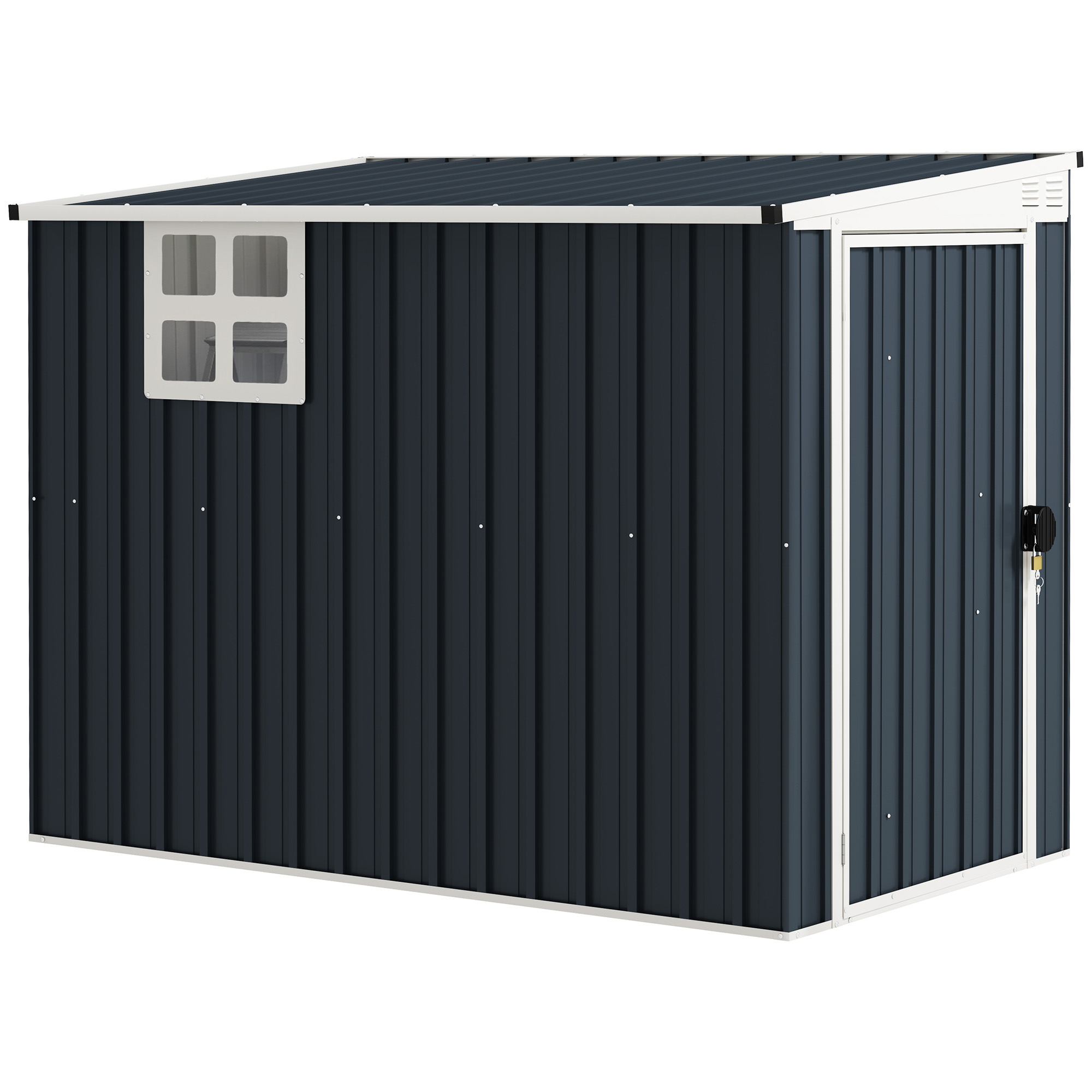 OSTREL 4ft Garden Shed Galvanised Steel Outdoor Storage Shed with Window - Grey - Life Essentials