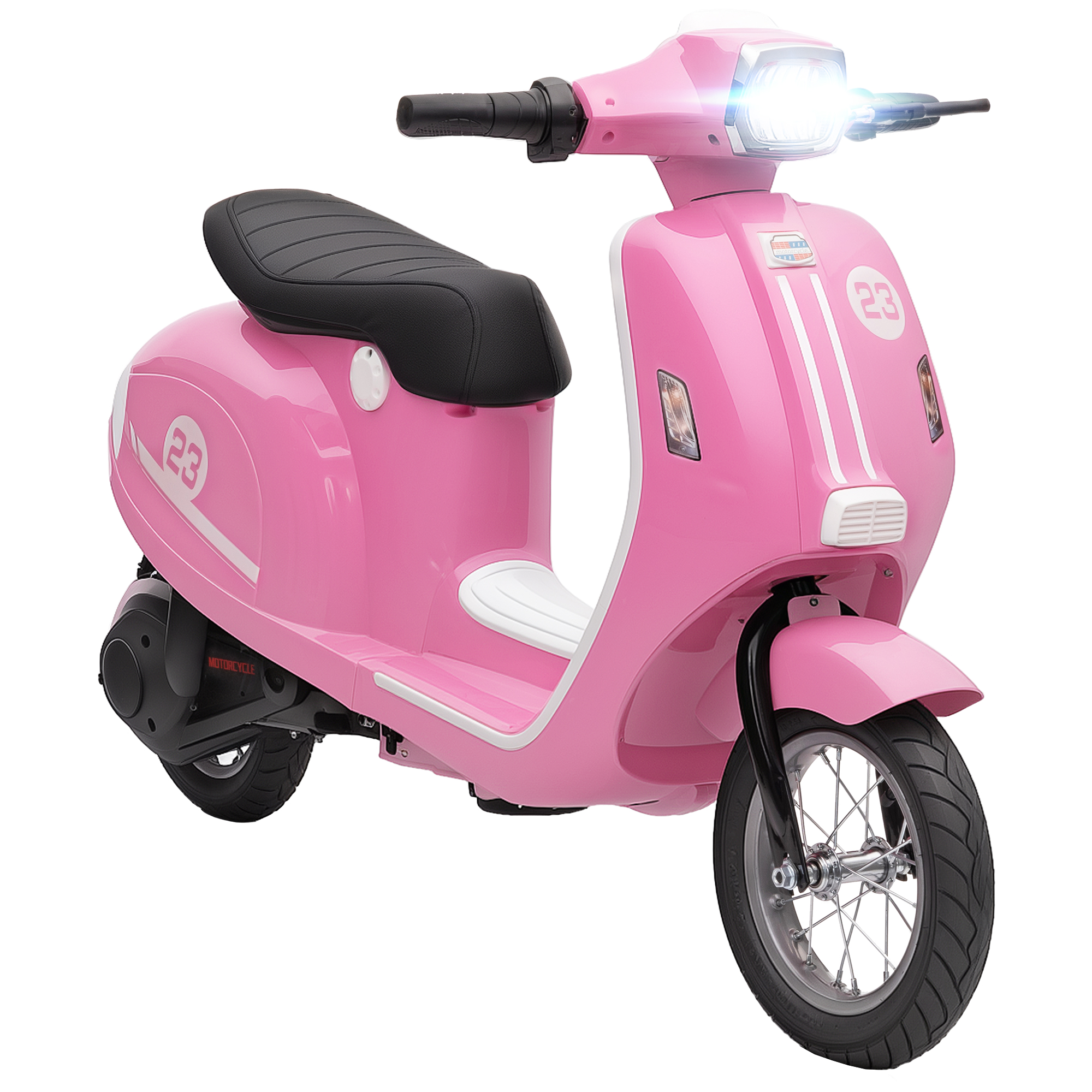 BEXON Kids Electric Motorbike Manual Throttle Brakes LED Lights - Pink - Life Essentials