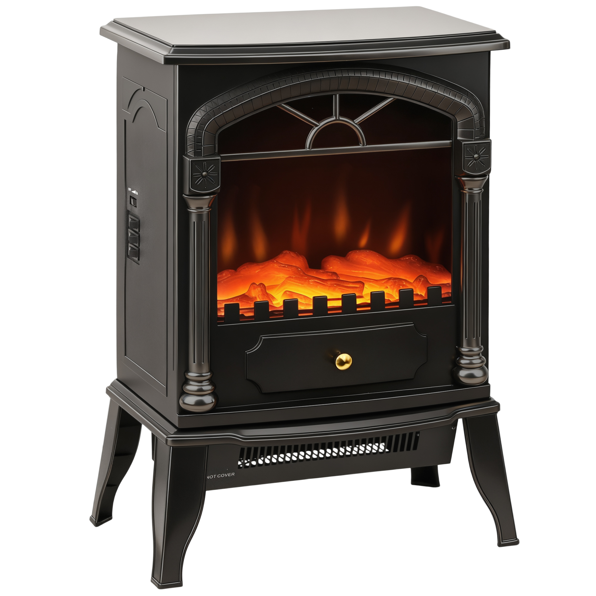 FALREN Electric Fireplace Stove Plastic 3D Flame Heater - Black - Life Essentials