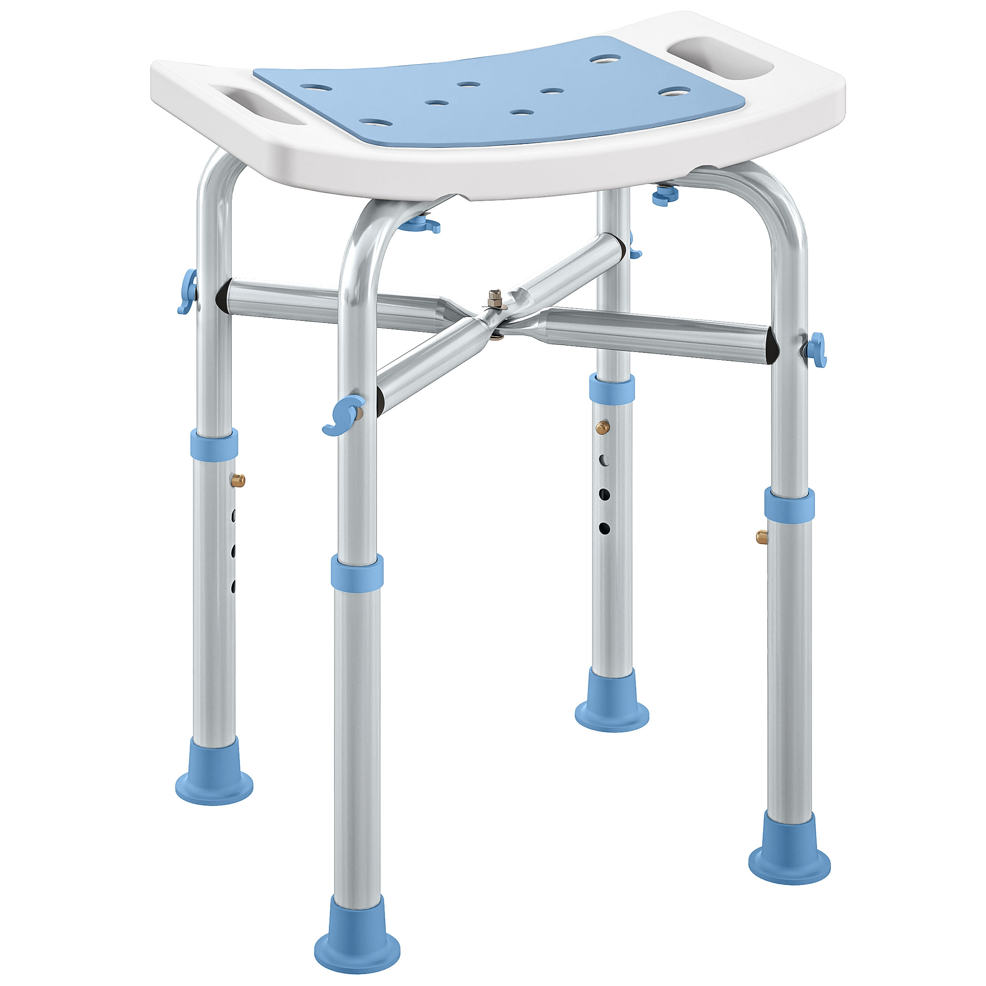 NORNHAM Shower Stool Aluminium Adjustable Frame - Blue - Life Essentials
