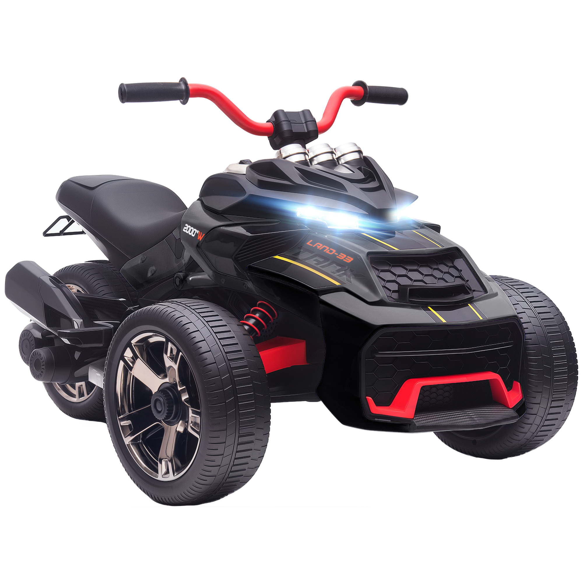 BOVEN Kids Electric Ride On Car Plastic 3 Wheeler LED Lights - Black - Life Essentials