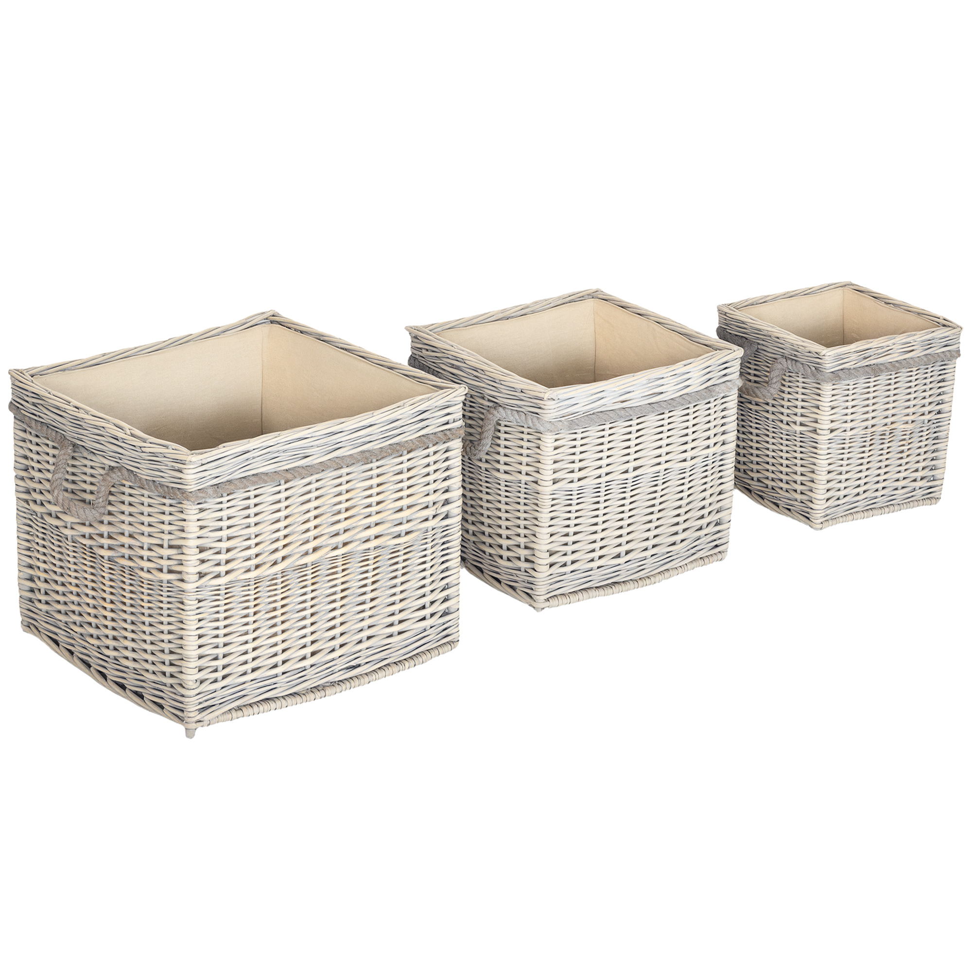 MOLVIK Household Storage Basket with Rope Handles - Beige - Set of 3 - Life Essentials