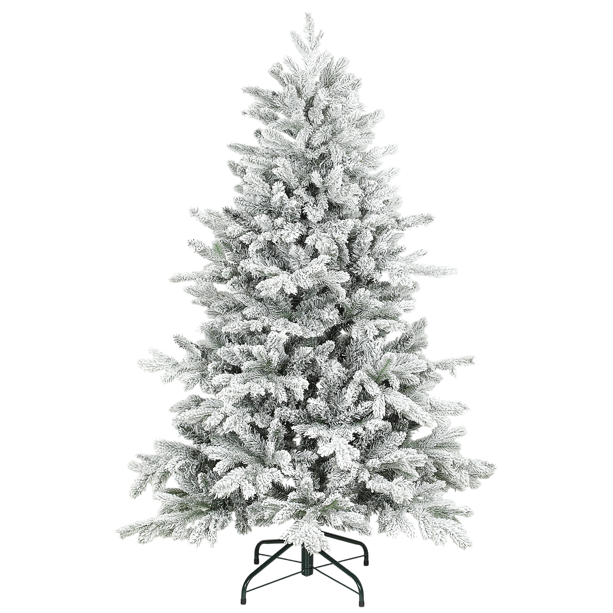 LURVEN 5ft Snow Flocked Artificial Christmas Tree Plastic - Green - Life Essentials