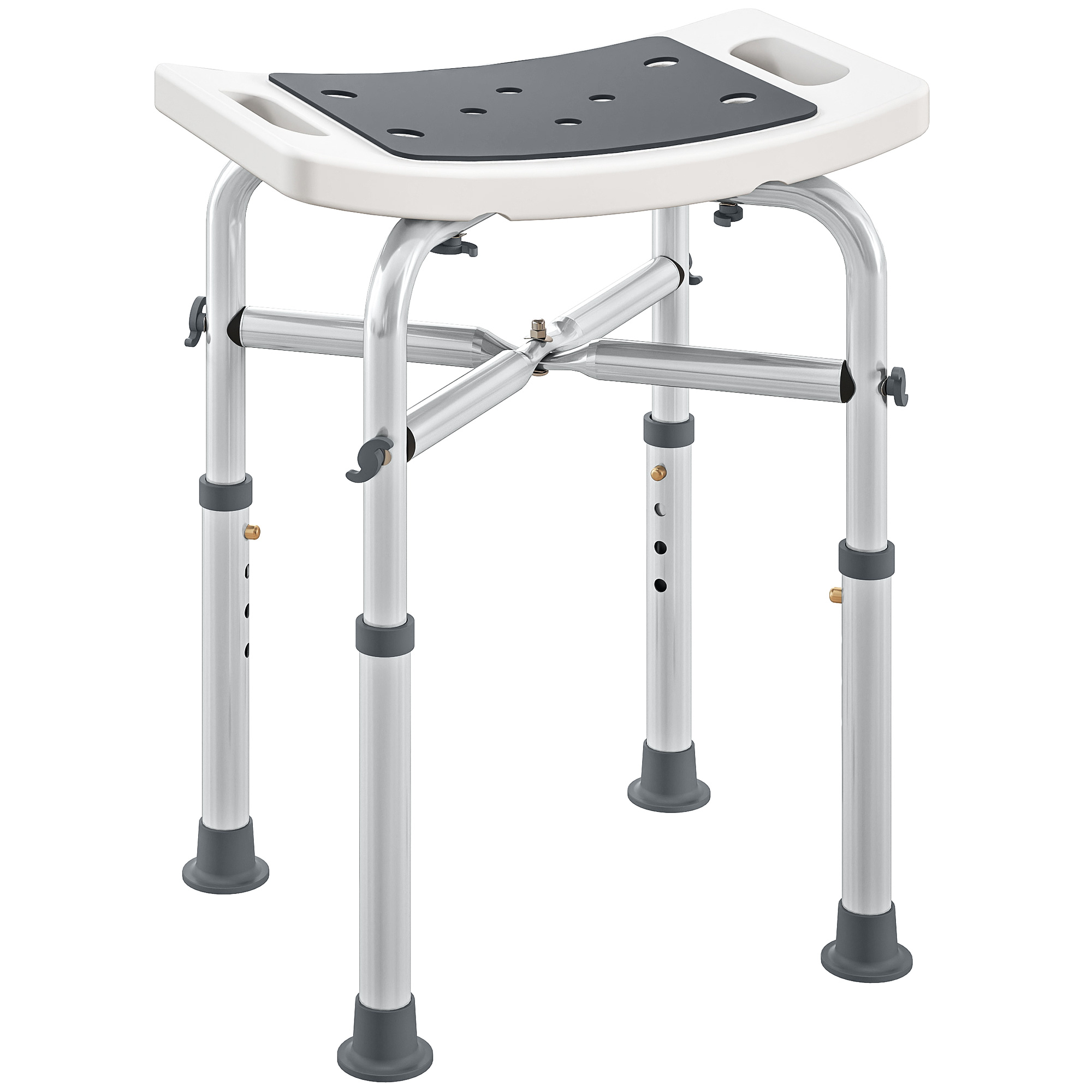 NORNHAM Shower Stool Aluminium Adjustable Frame - Grey - Life Essentials