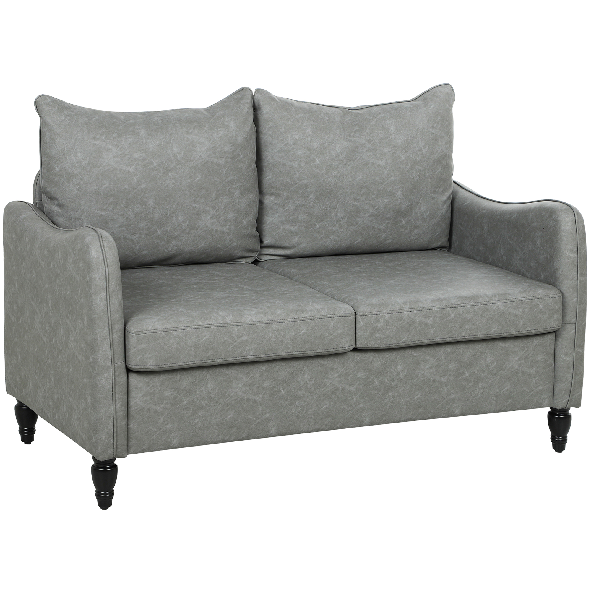 LAVIN Faux Leather 2 Seater Fullback Sofa - Grey - Life Essentials