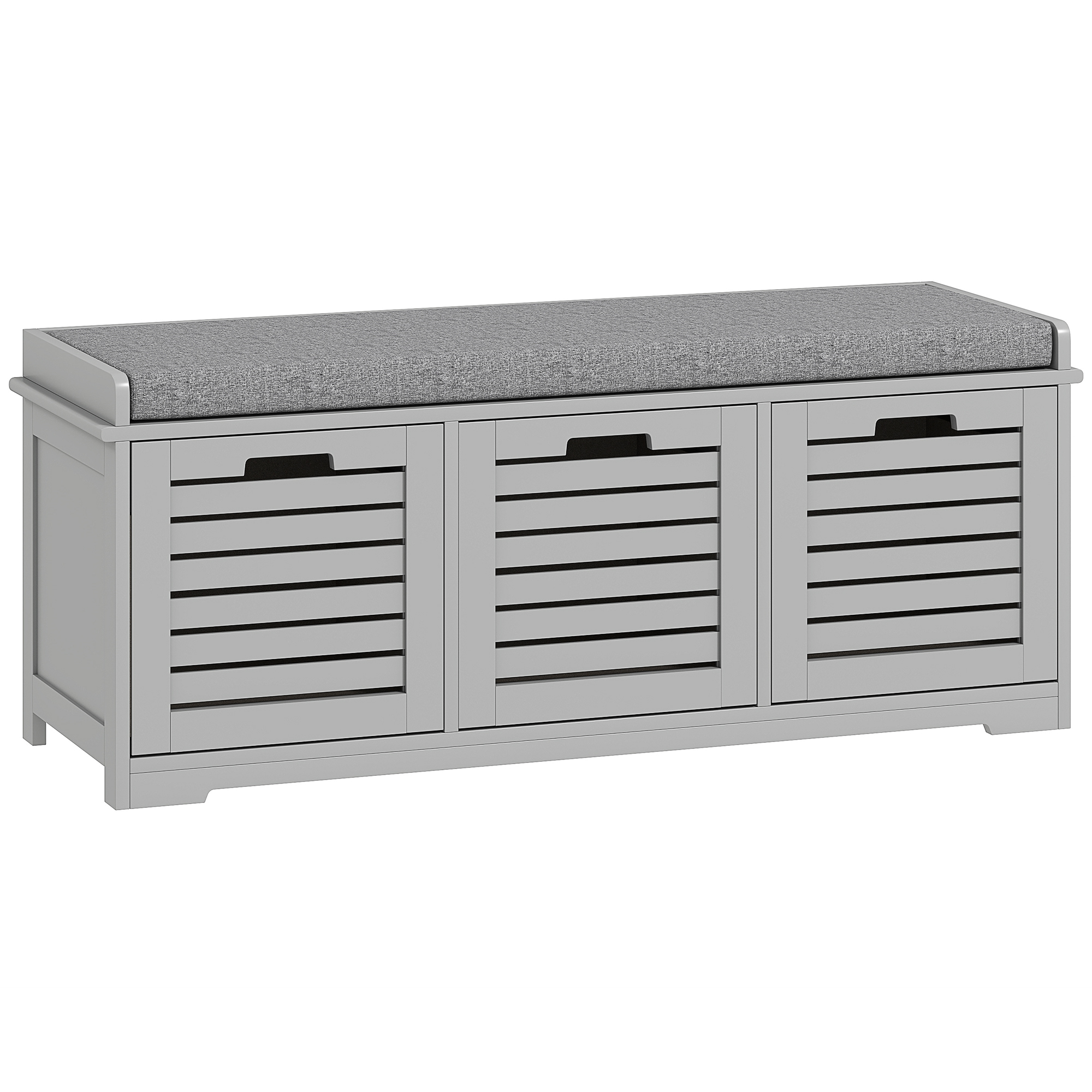 JALVIK 3 Drawer Shoe Storage Bench with Padded Cushion - Grey - Life Essentials
