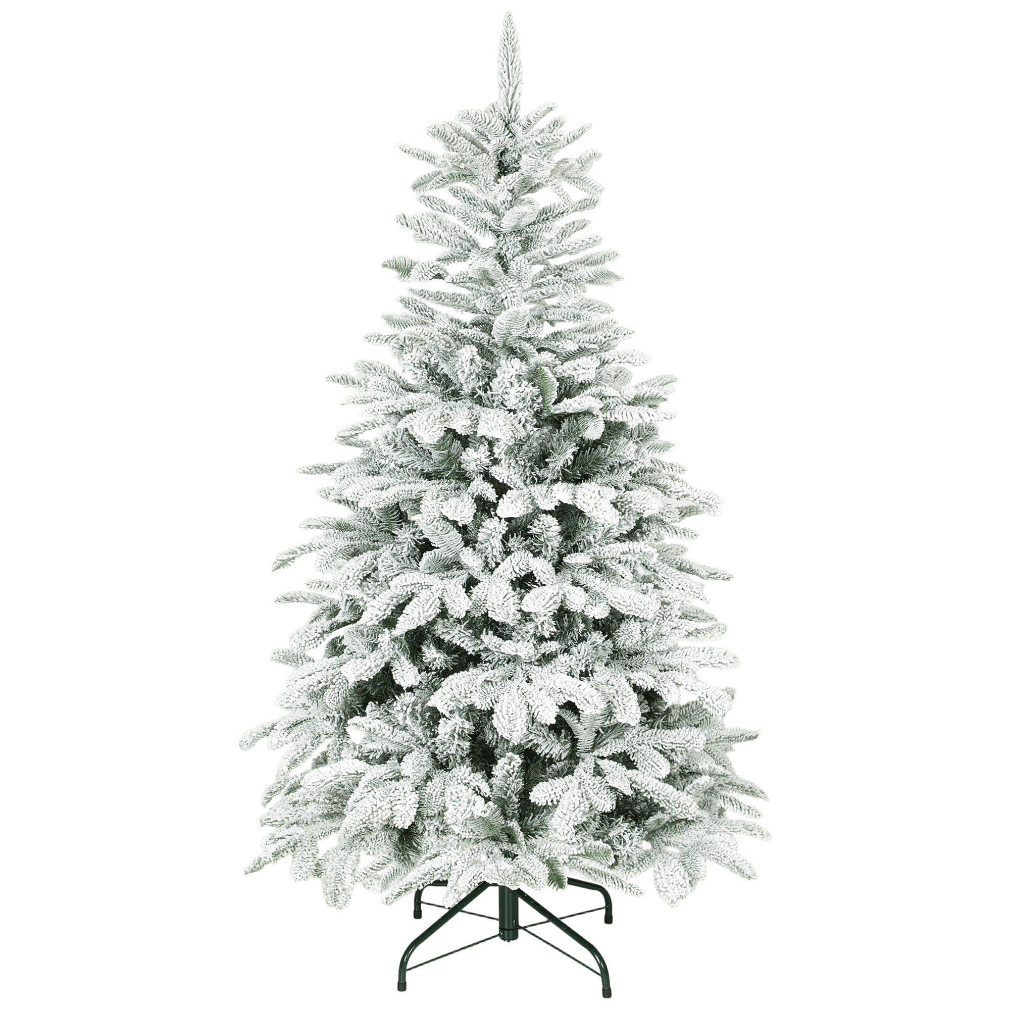 LURETH Artificial Flocked Christmas Tree Plastic Hinged Stand - Green - Life Essentials