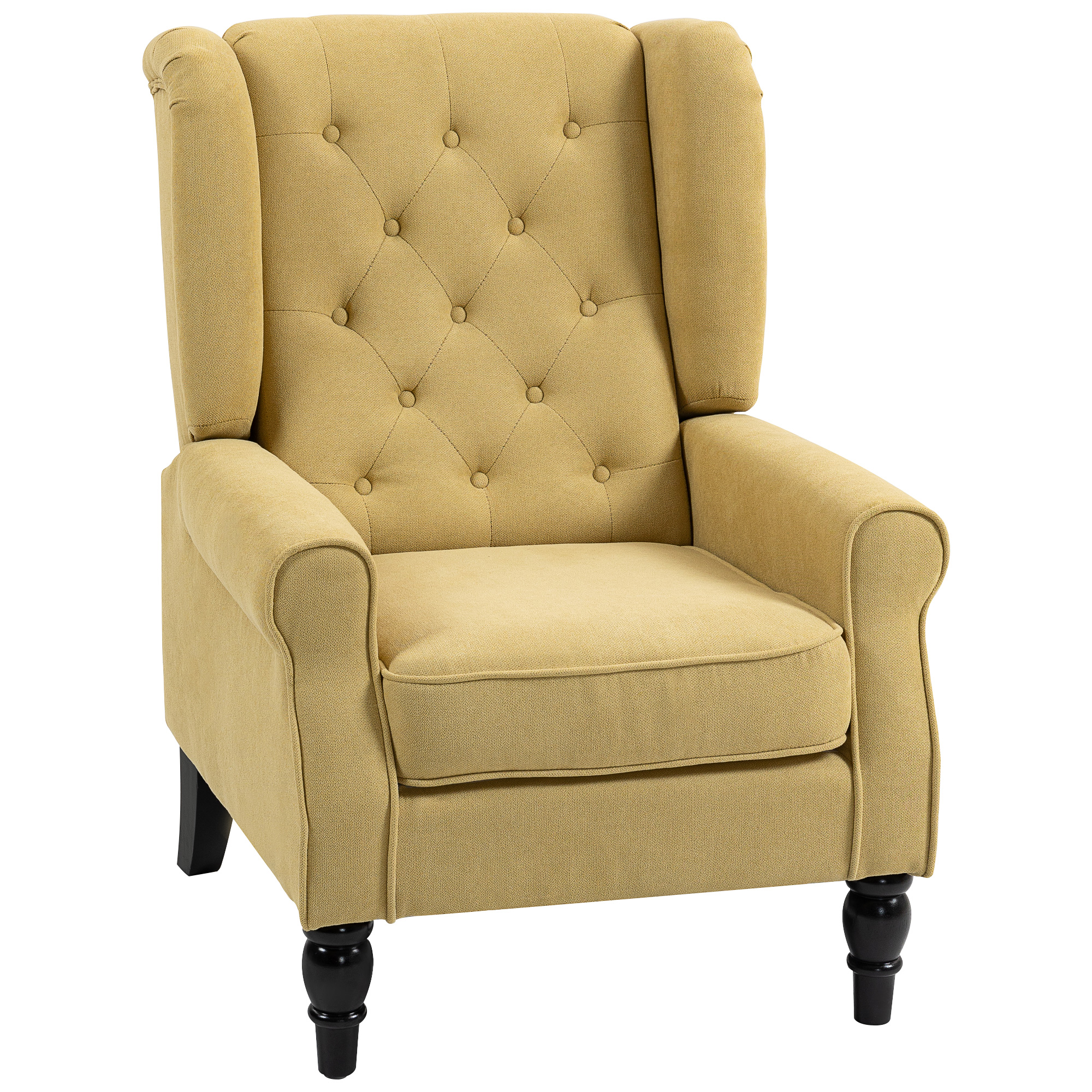 FYNTRA Velvet Button Tufted Armchair - Yellow - Life Essentials