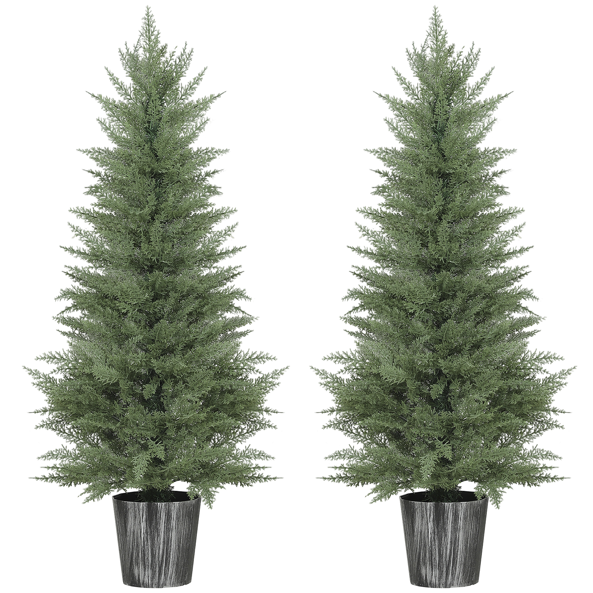 LUMIS Artificial Cypress Trees Set of 2 PE Decorative Pot Indoor Outdoor 135cm - Green - Life Essentials