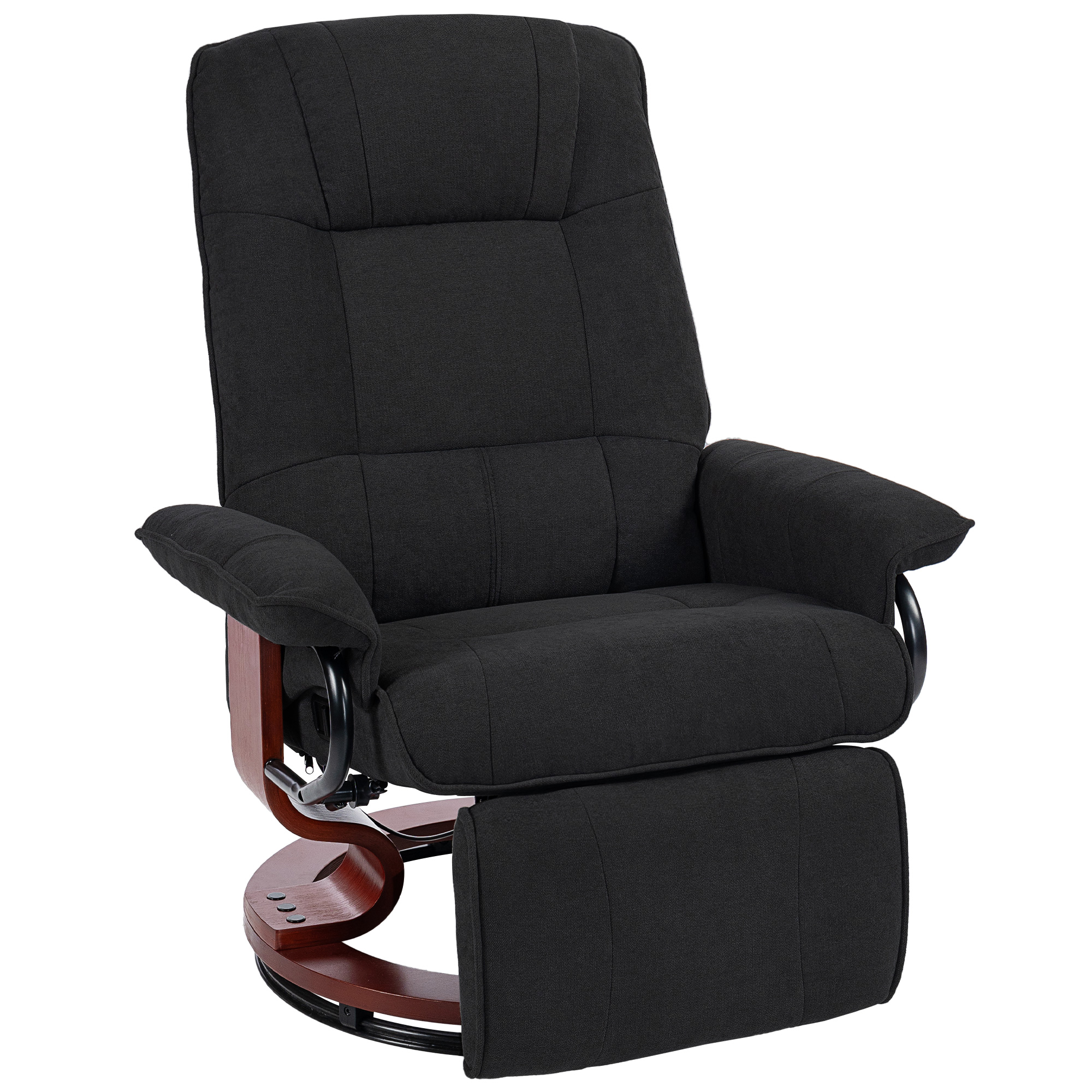 FROWEN Linen Recliner Swivel Chair with Footrest - Black - Life Essentials