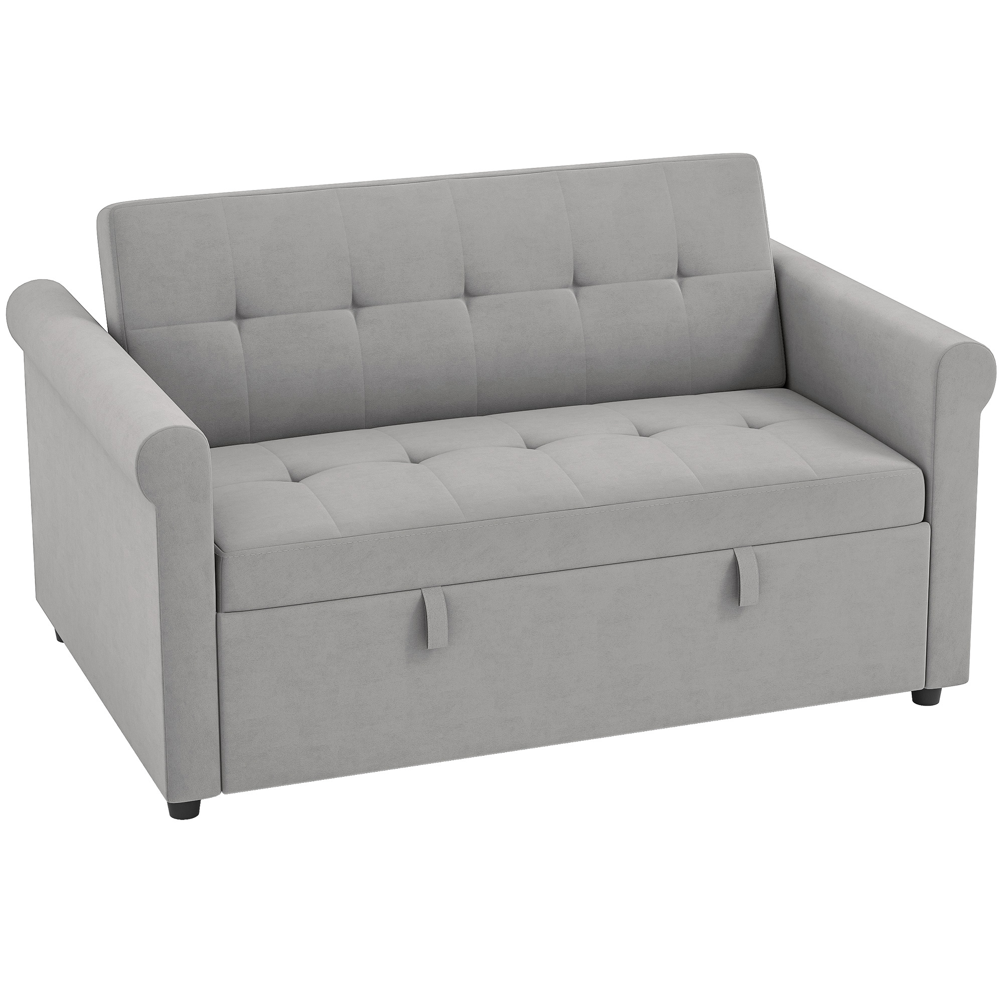 LAVEN Velvet 2 Seater Sofa Bed - Grey - Life Essentials