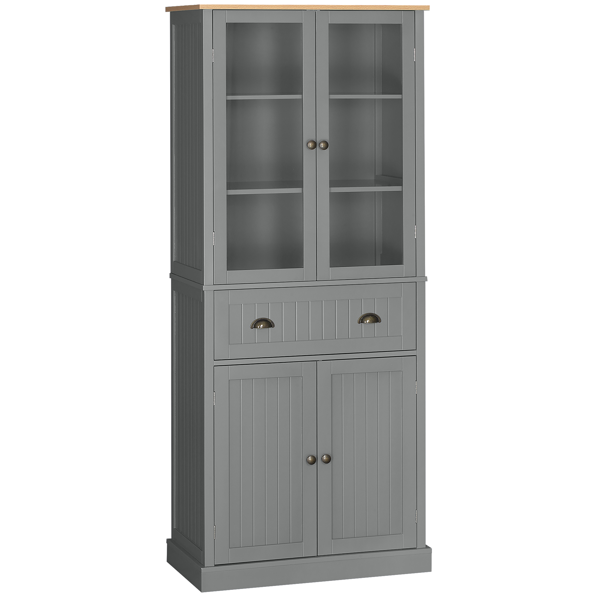 ILMAR Wooden Kitchen Cabinet Adjustable Shelves Drawer Tall Storage - Grey - Life Essentials