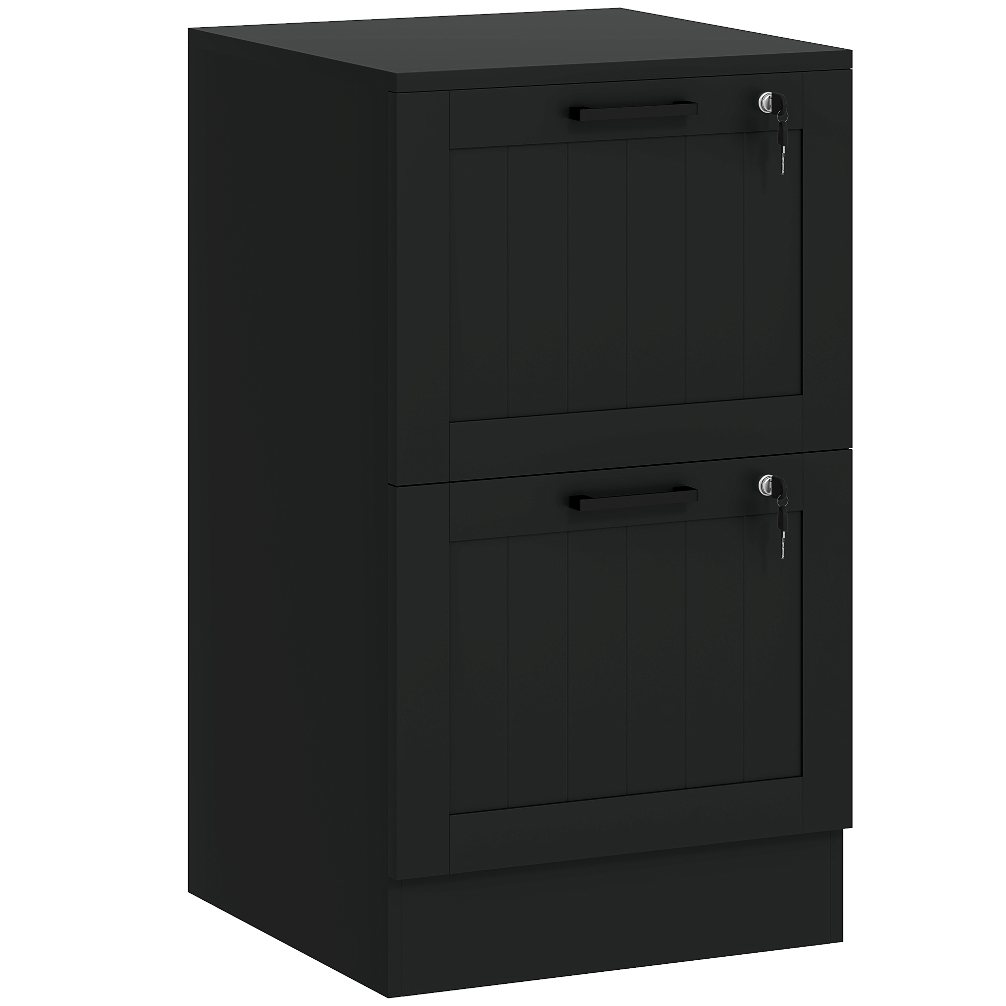 SOLVEN Filing Cabinet Wooden Office Storage 2 Drawer - Black - Life Essentials