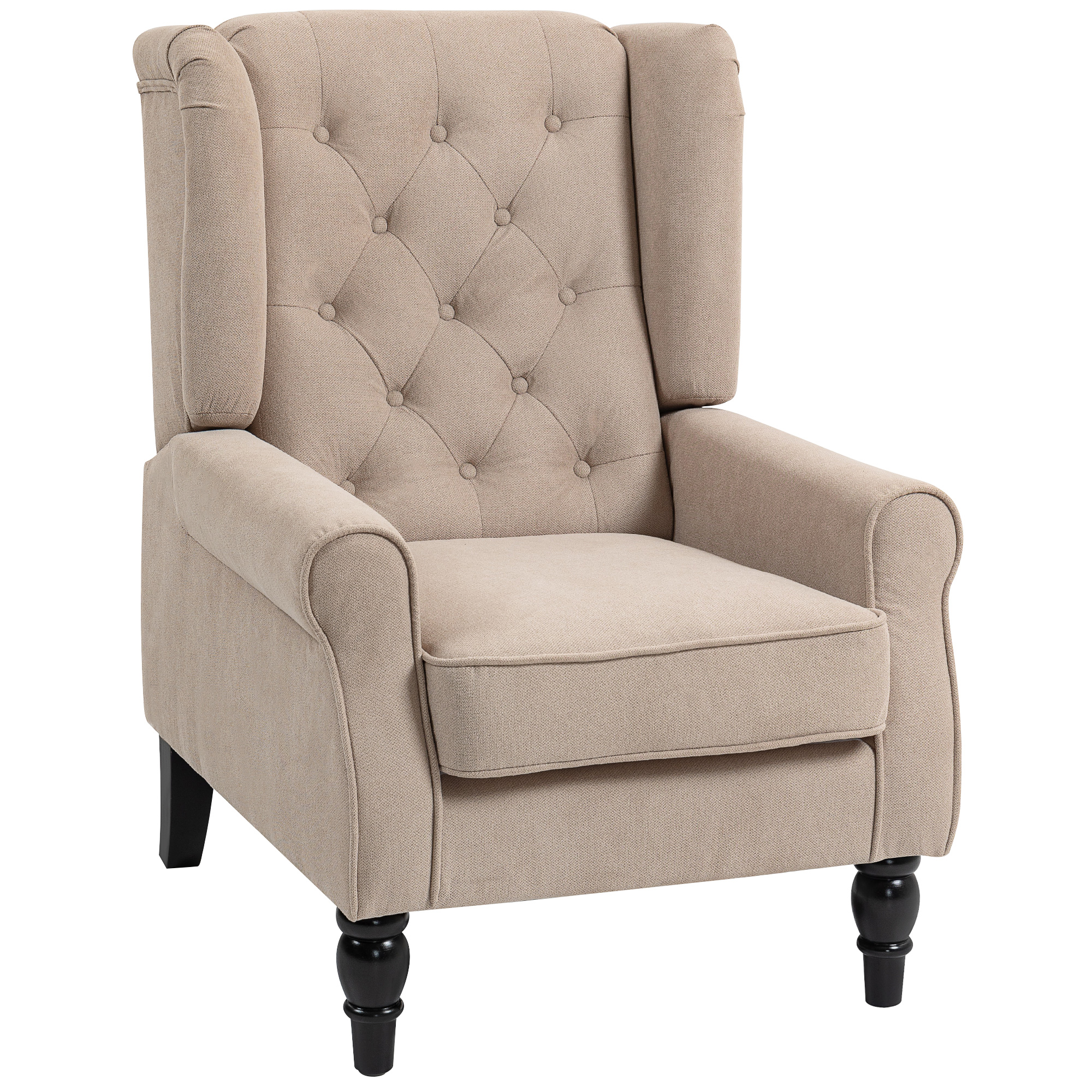 FYNTRA Velvet Button Tufted Armchair - Beige - Life Essentials
