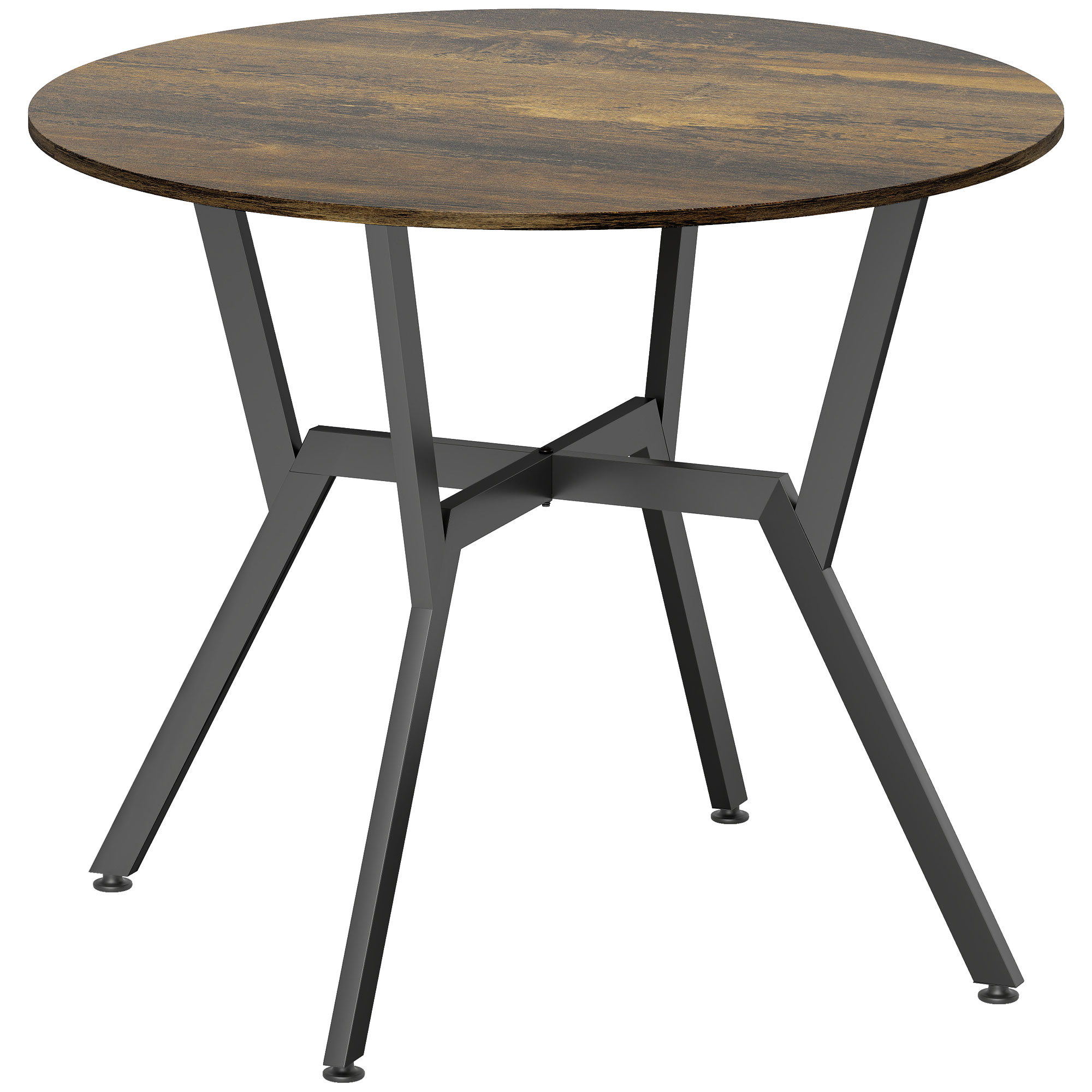 ILVIA Round Dining Table - Rustic Brown - Life Essentials