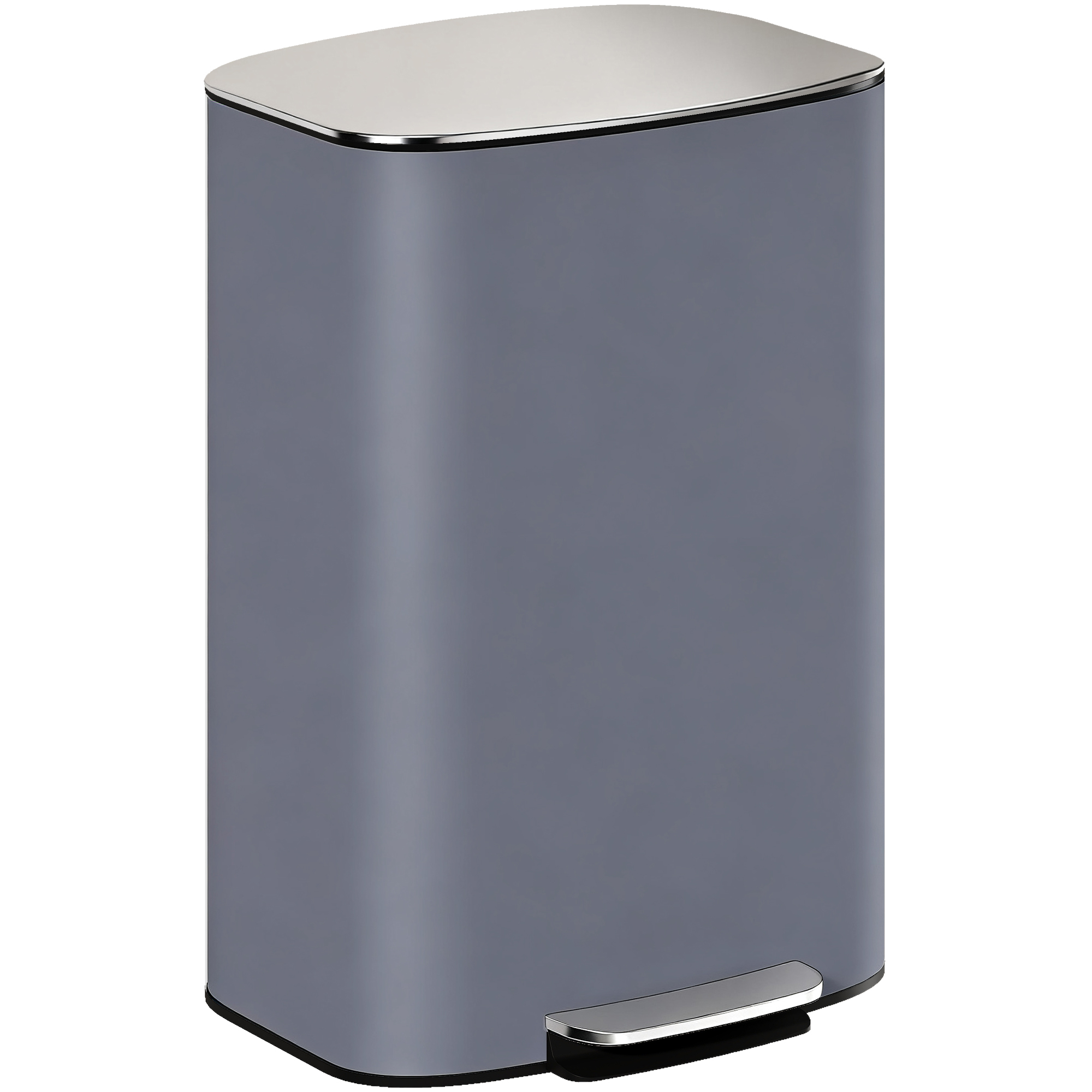 SAVRIC Pedal Kitchen Rubbish Bin Stainless Steel Soft Close Stay Open 50L - Grey - Life Essentials