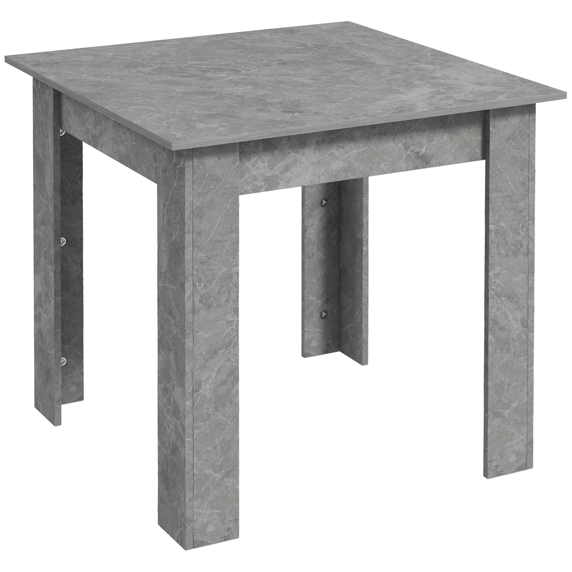 DRAVELLE Square Small Dining Table with Faux Cement Effect, Space Saving and Non-slip Foot Pads - Grey - Life Essentials