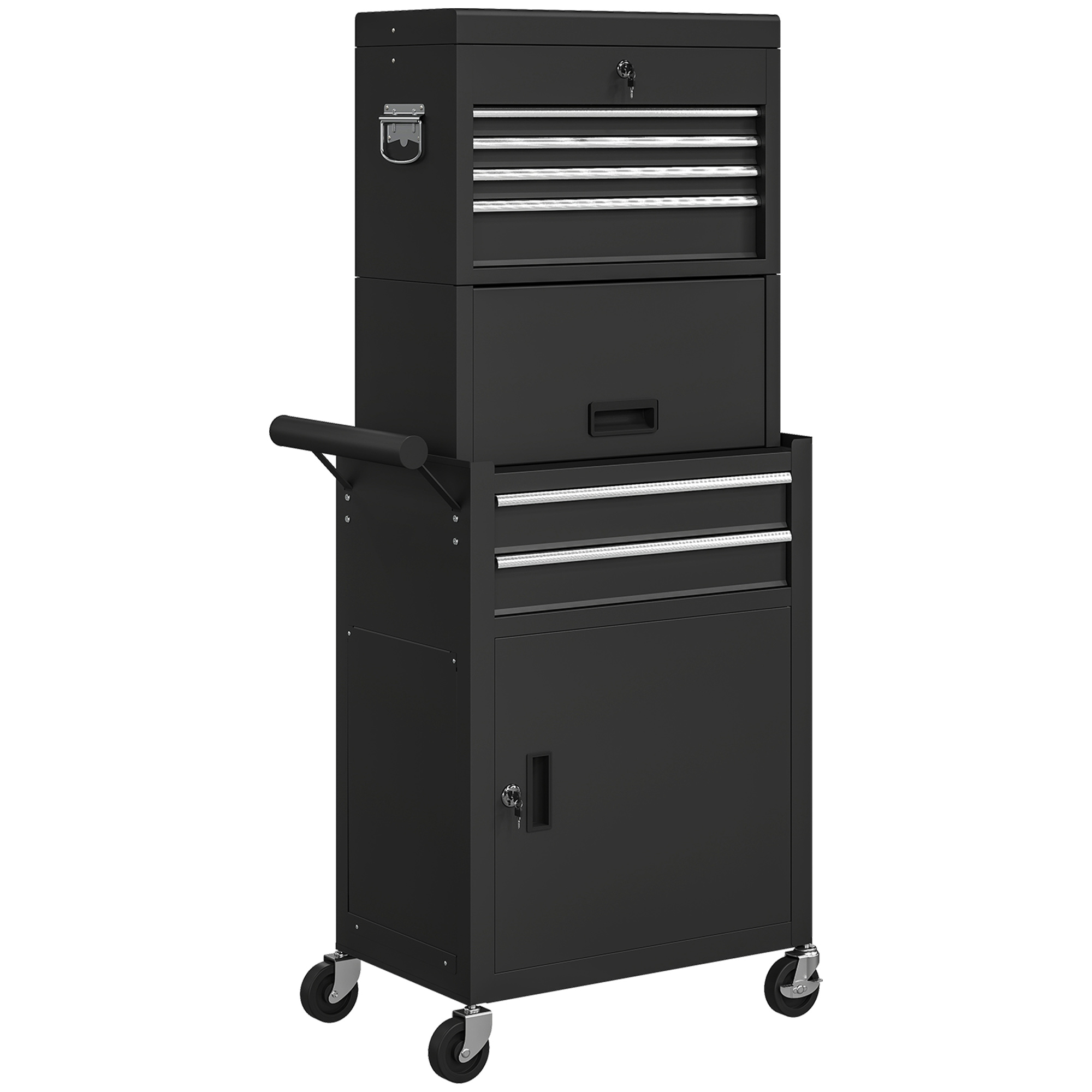TORVIA Tool Chest Steel 3 Part Locking Storage Box - Black - Life Essentials