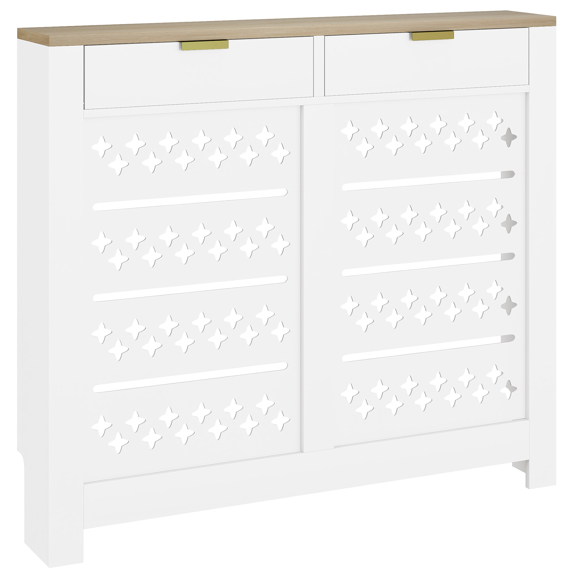 FALRIC Radiator Cover 2 Drawer Design - White - Life Essentials