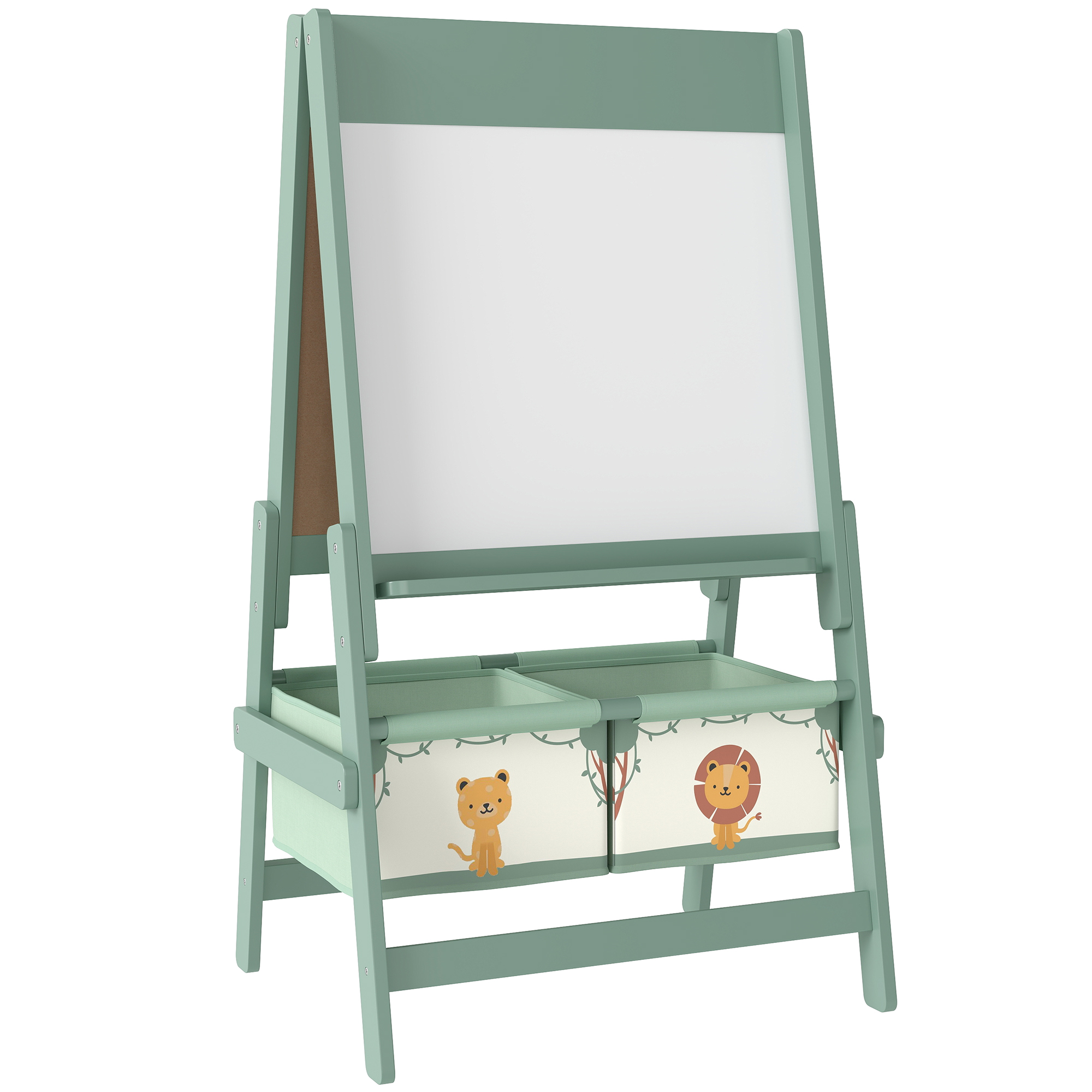 CAVEN Kids Art Easel Wooden Double Sided Blackboard and Whiteboard - Green - Life Essentials