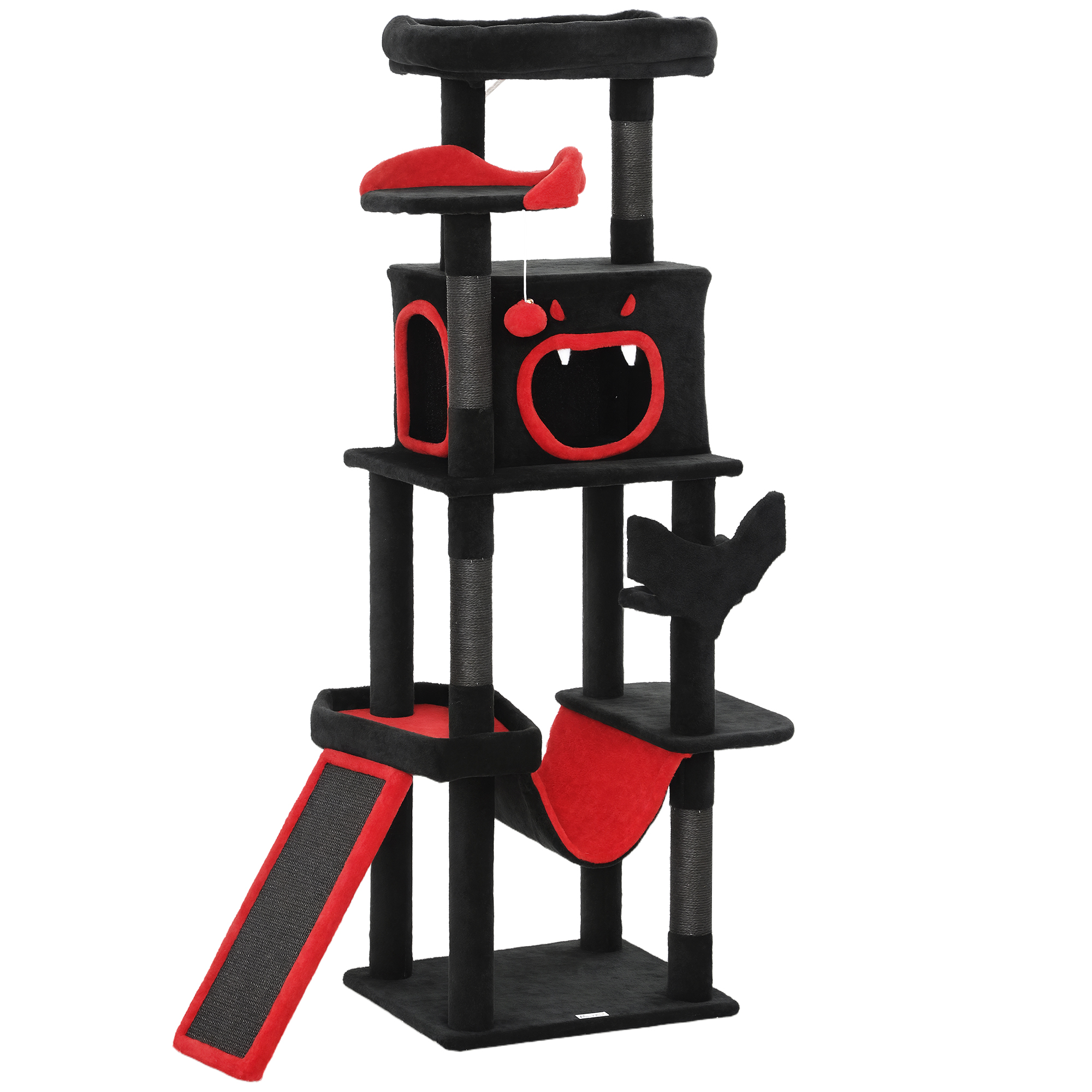 MERRITON Cat Tree Particle Board Gothic Multi Level Tower - Black - Life Essentials