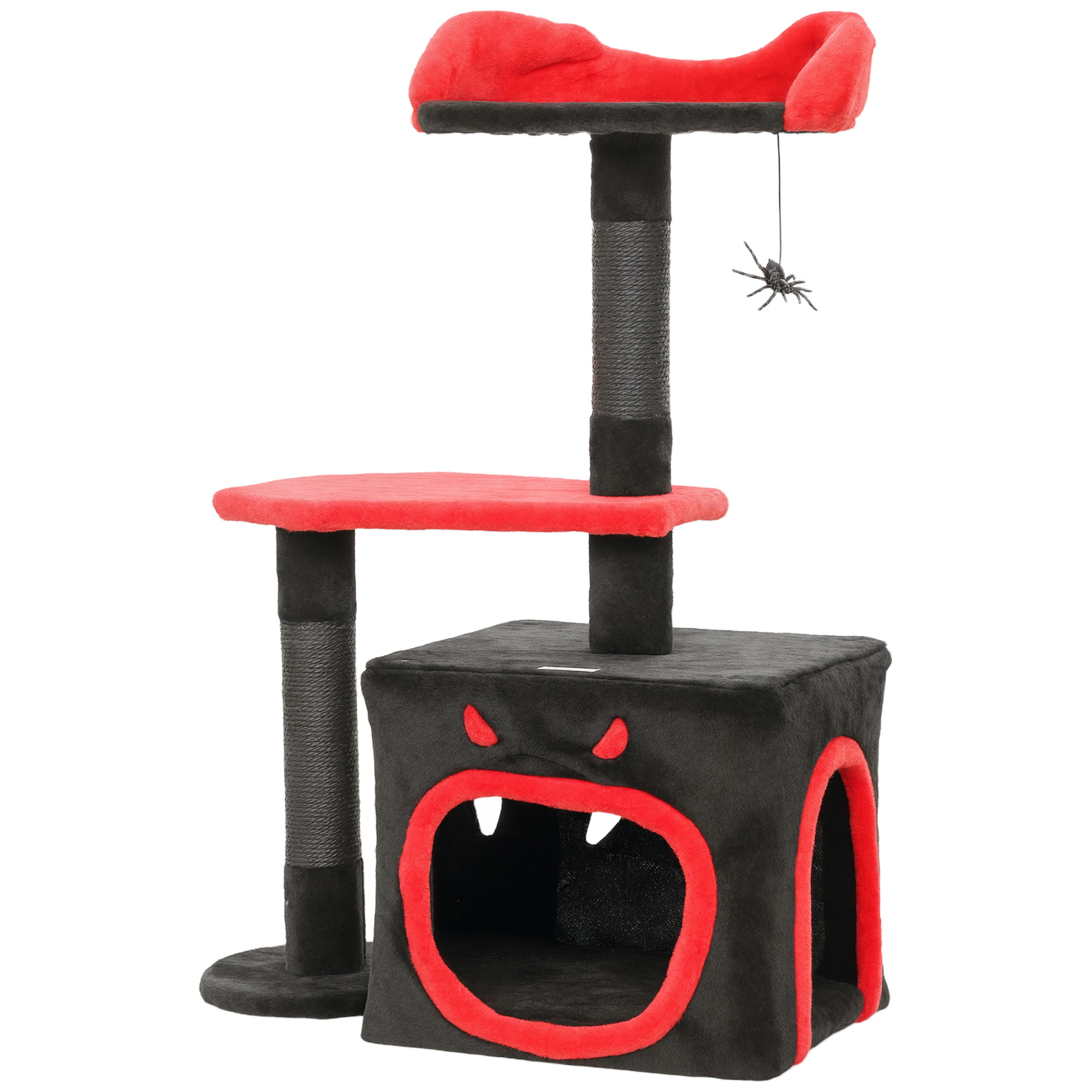 VELOR Cat Tree Particle Board Gothic Tower Condo - Black - Life Essentials