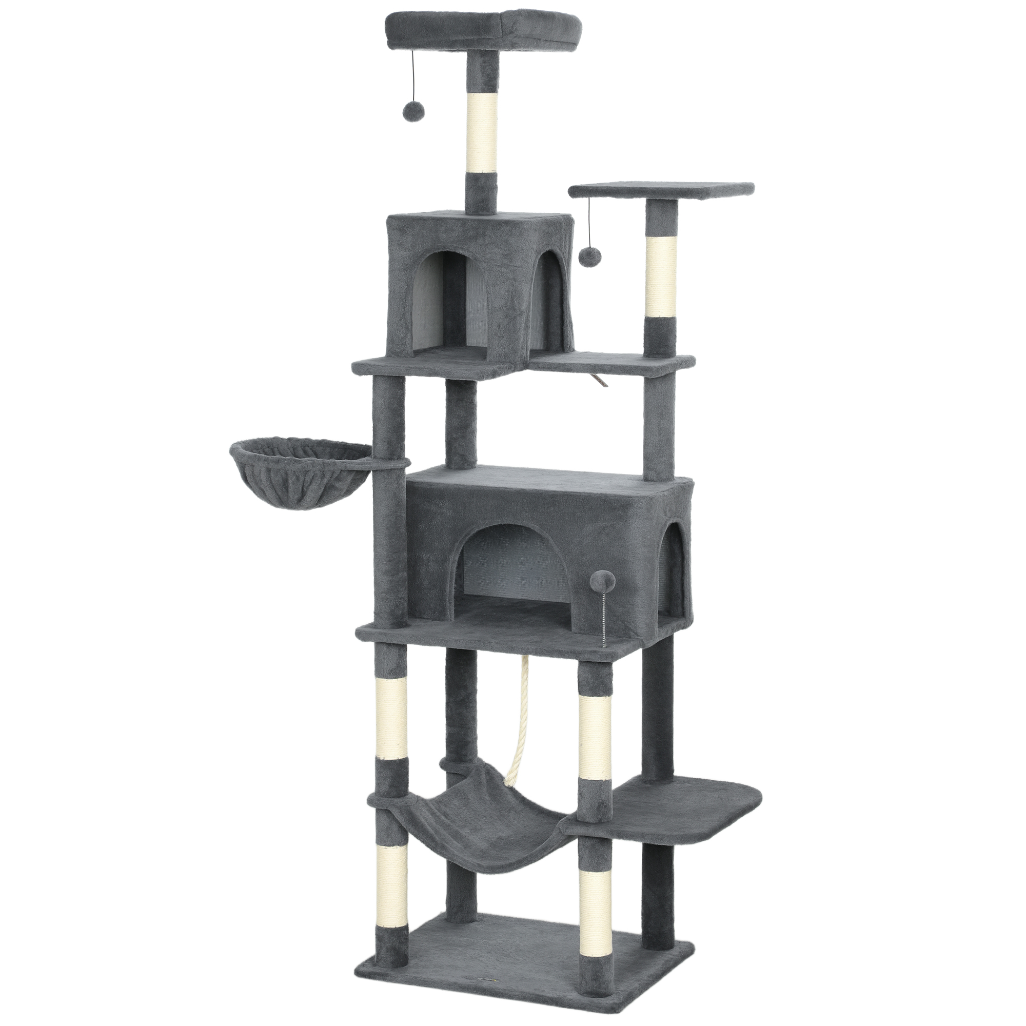 WEXOR Large Cat Tree Particle Board Multi Level Hammocks Condos - Grey - Life Essentials