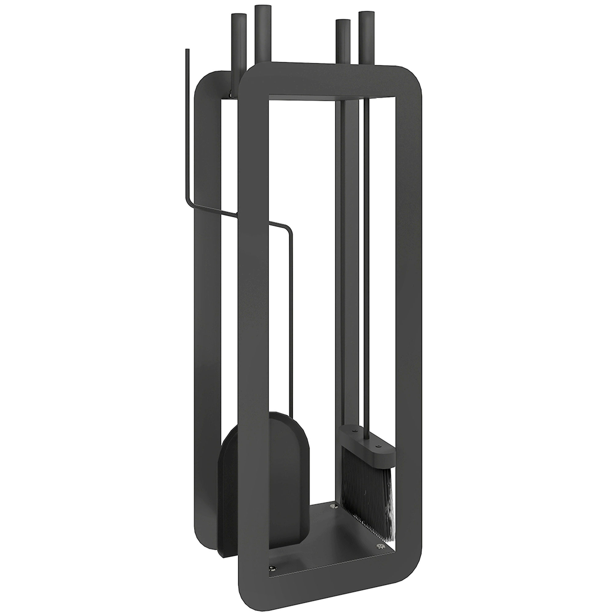 MELVO 5 Pieces Fireplace Companion Set Metal Fireside Accessories - Black - Life Essentials