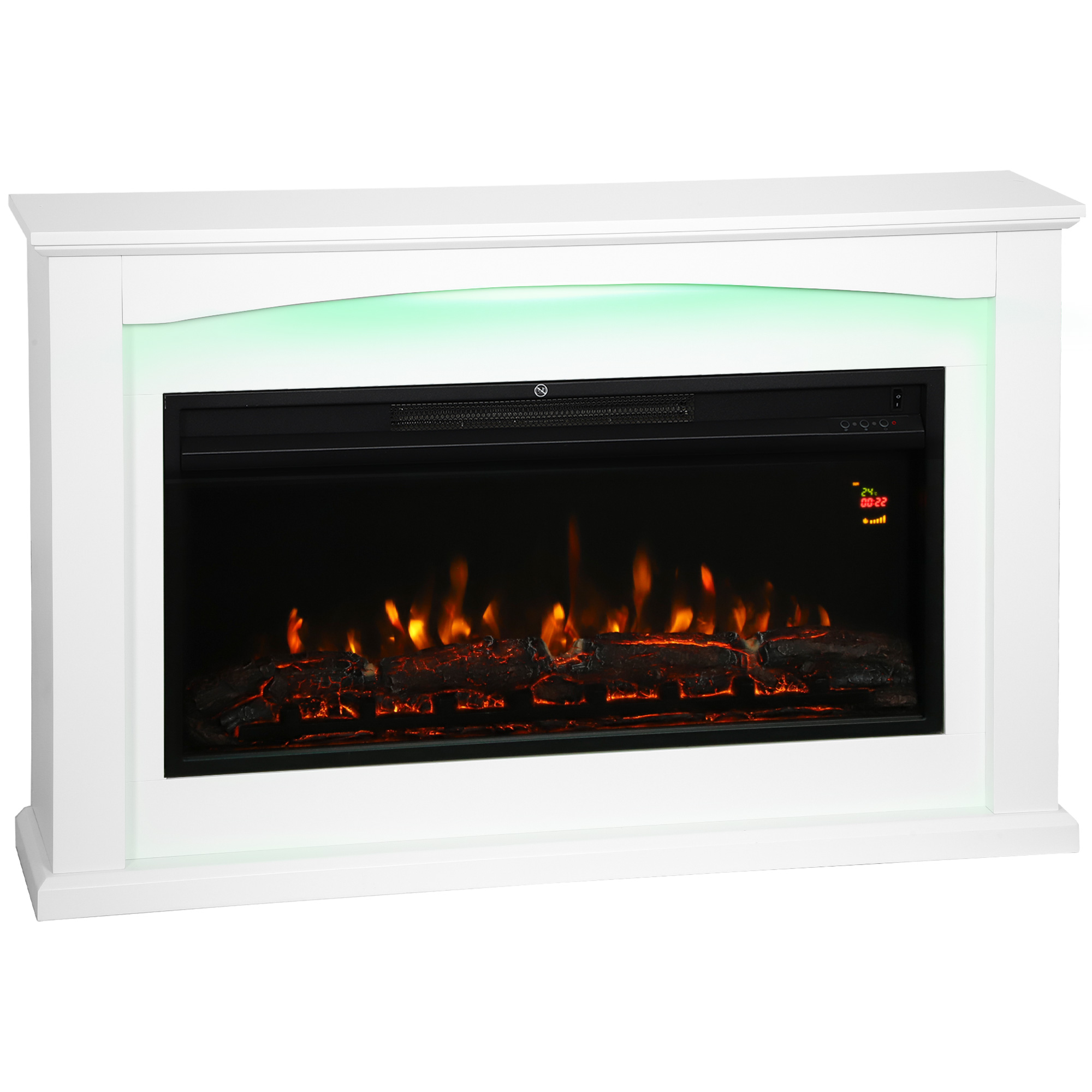 ELWEN 2000W Faux Flame Electric Fireplace - White - Life Essentials