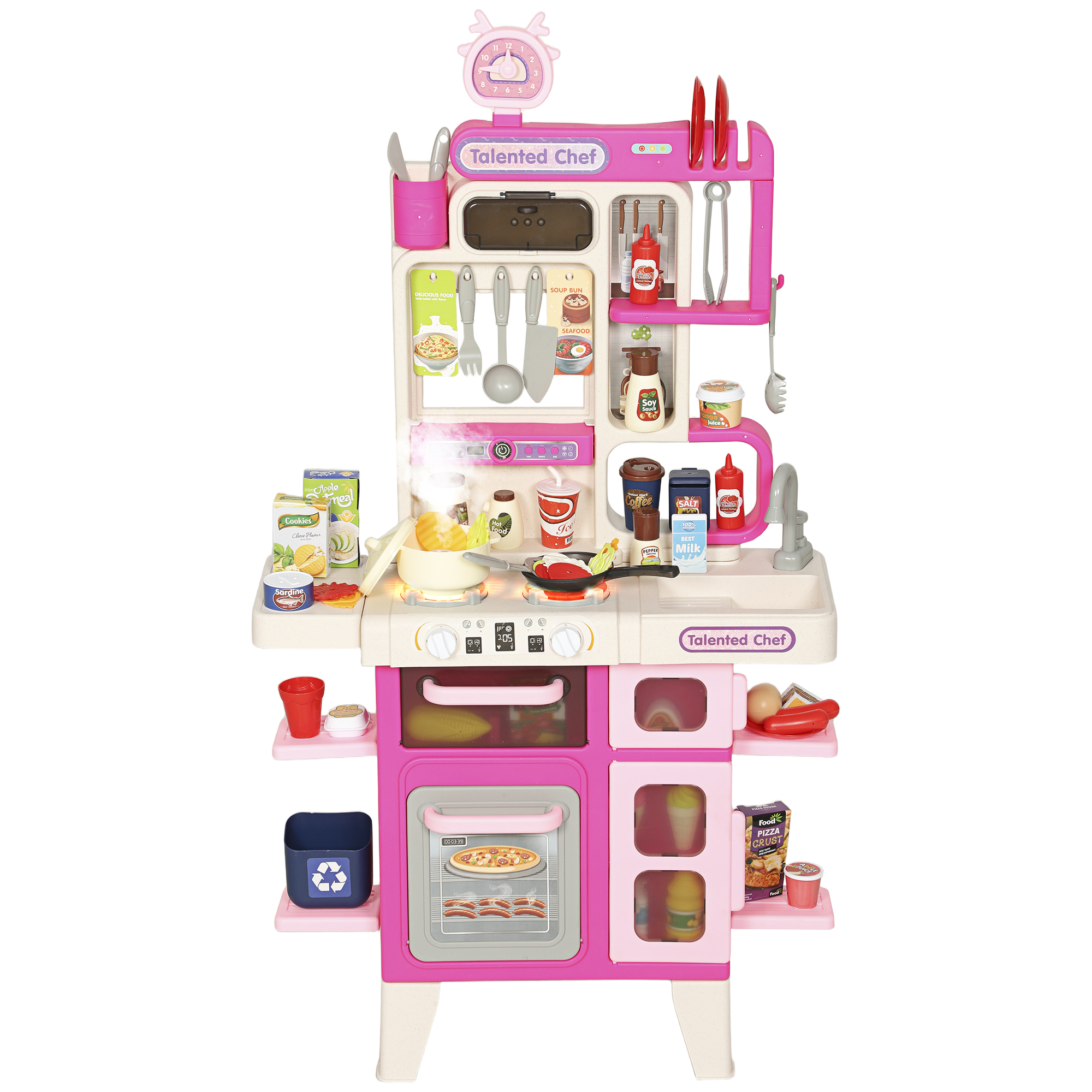 AURVEN Pretend Play Kitchen Set Kids Toy Kitchen - Pink - Life Essentials