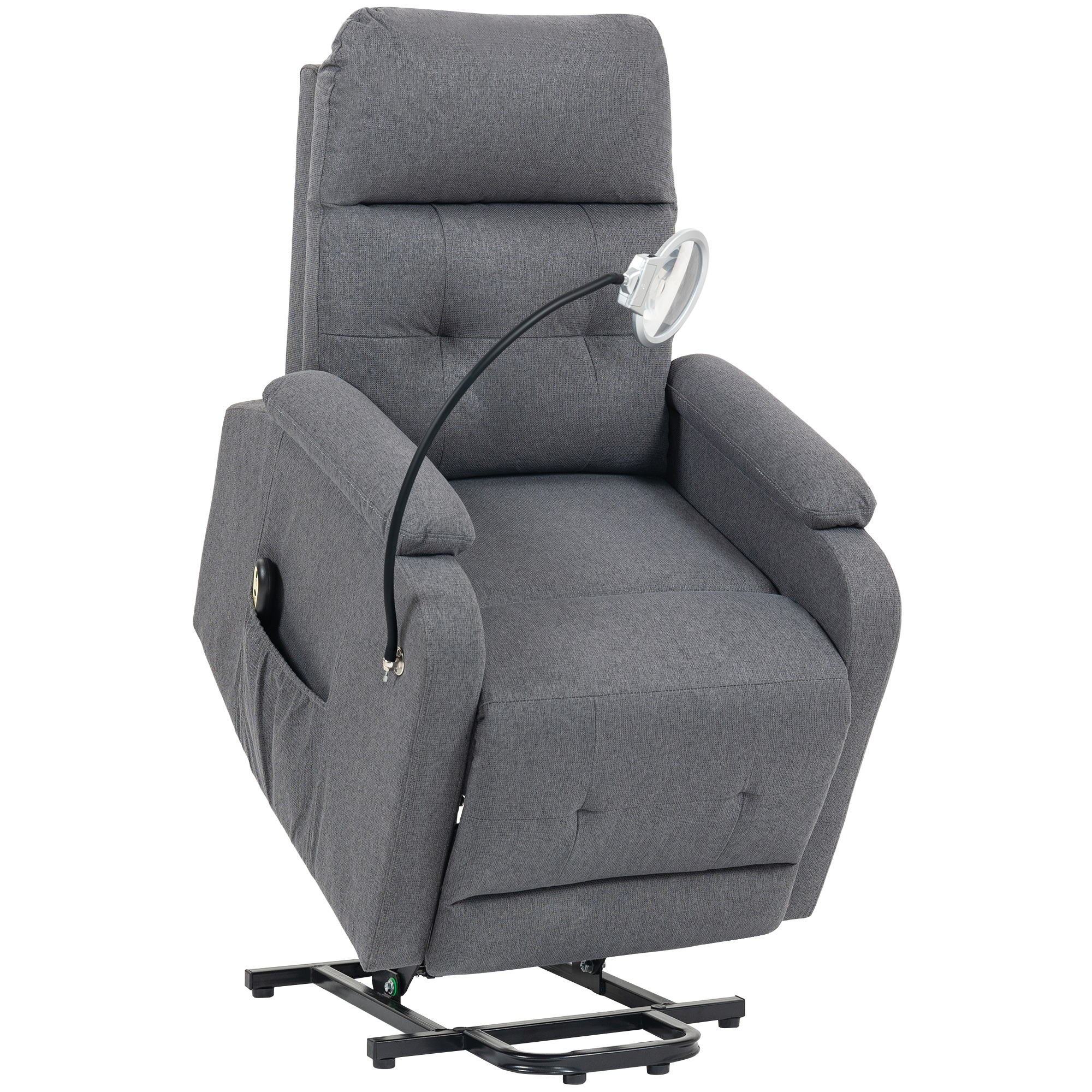 DALVIK Linen Electric Recliner Armchair with Reading Light - Grey - Life Essentials
