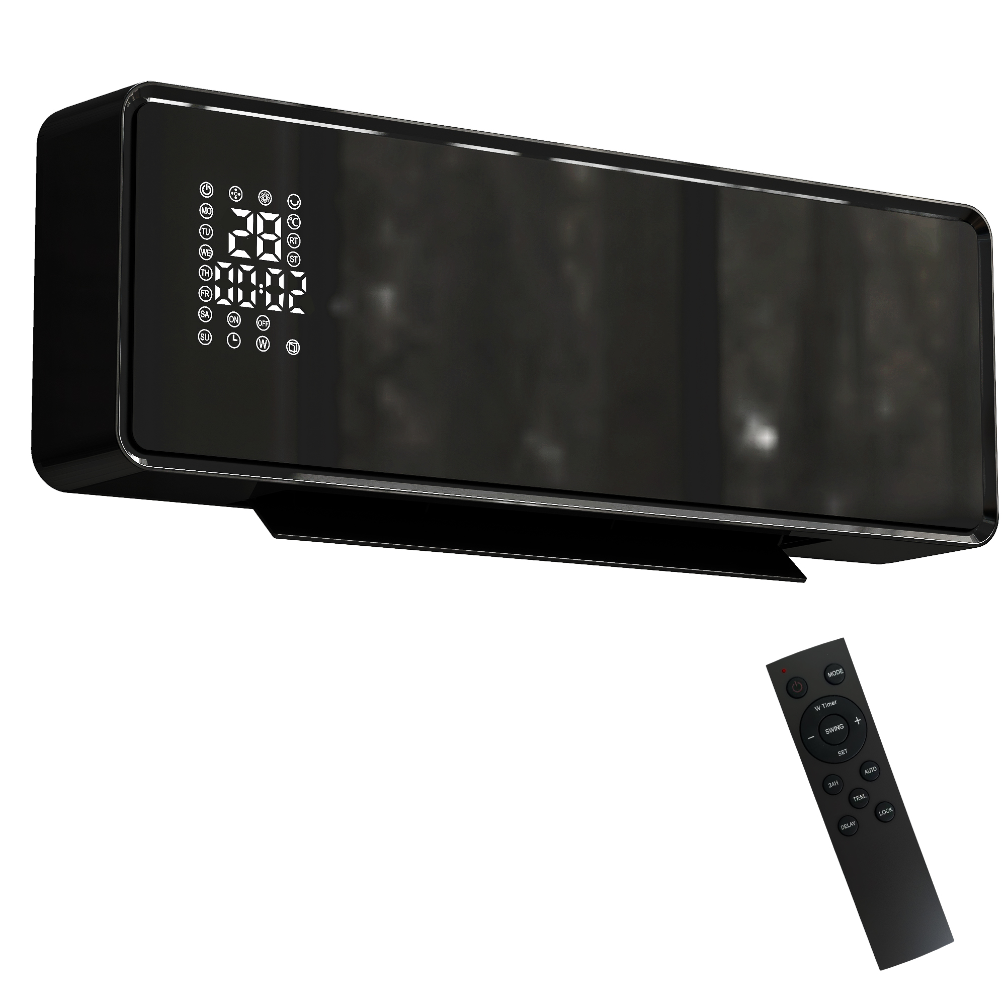 ENLON Electric Heater ABS Ceramic Wall Mounted - Black - Life Essentials