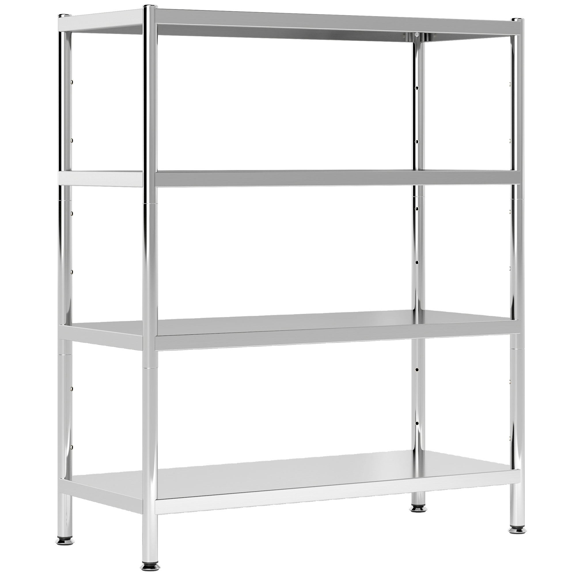 DUVANE 4 Tier Kitchen Bakers Rack Stainless Steel Adjustable Shelves Storage Unit - Silver - Life Essentials