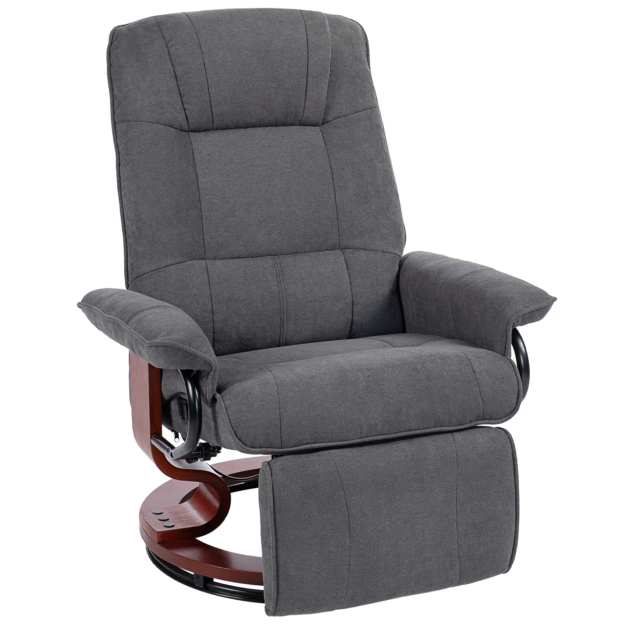 FROWEN Linen Recliner Swivel Chair with Footrest - Grey - Life Essentials