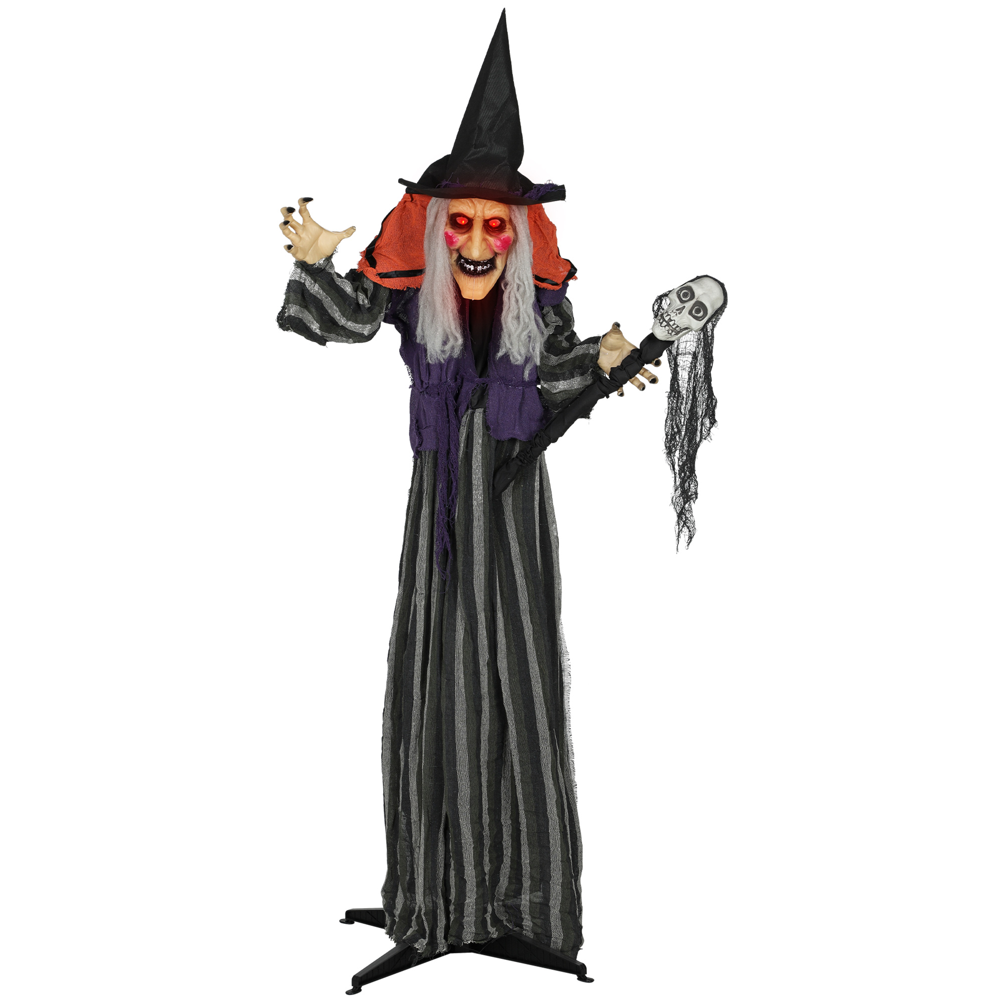 Life Size Halloween Animated Moving Witch Steel Decoration - Purple - Life Essentials