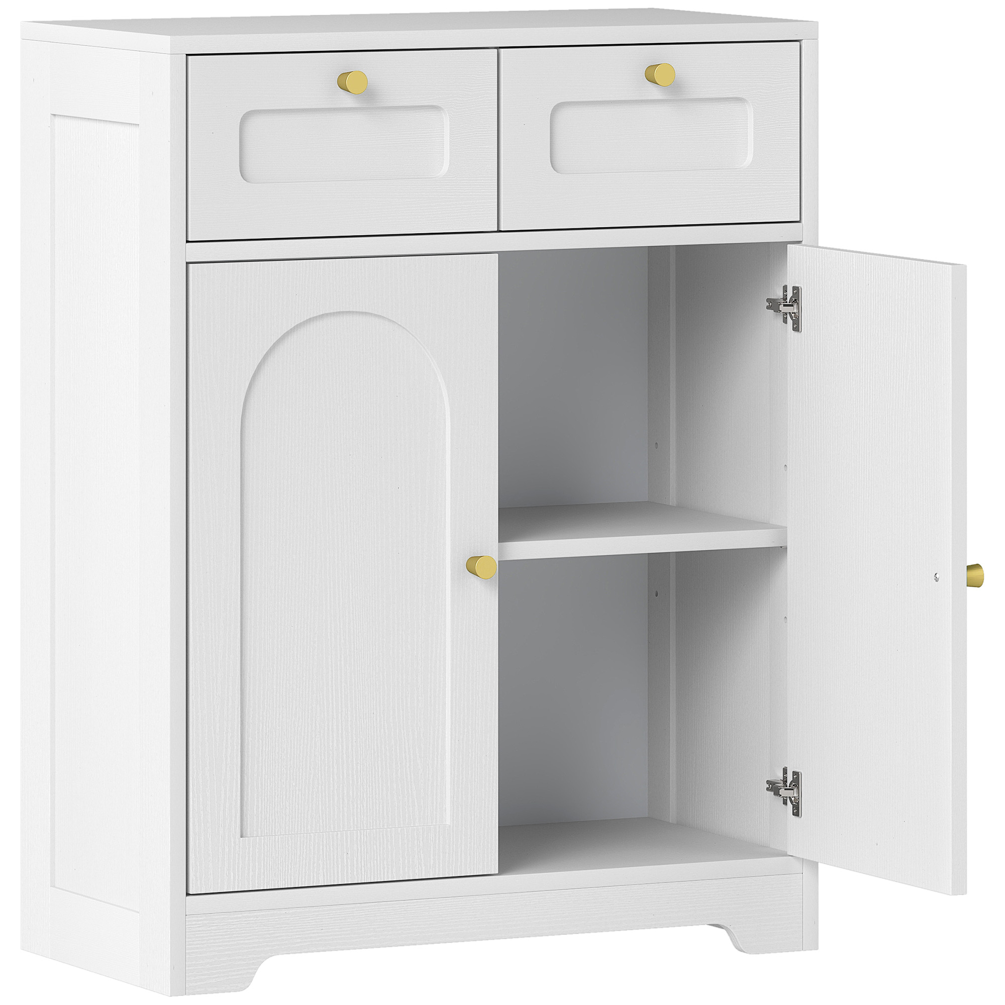 HADREN Bathroom Floor Cabinet with 2 Drawers - White - Life Essentials