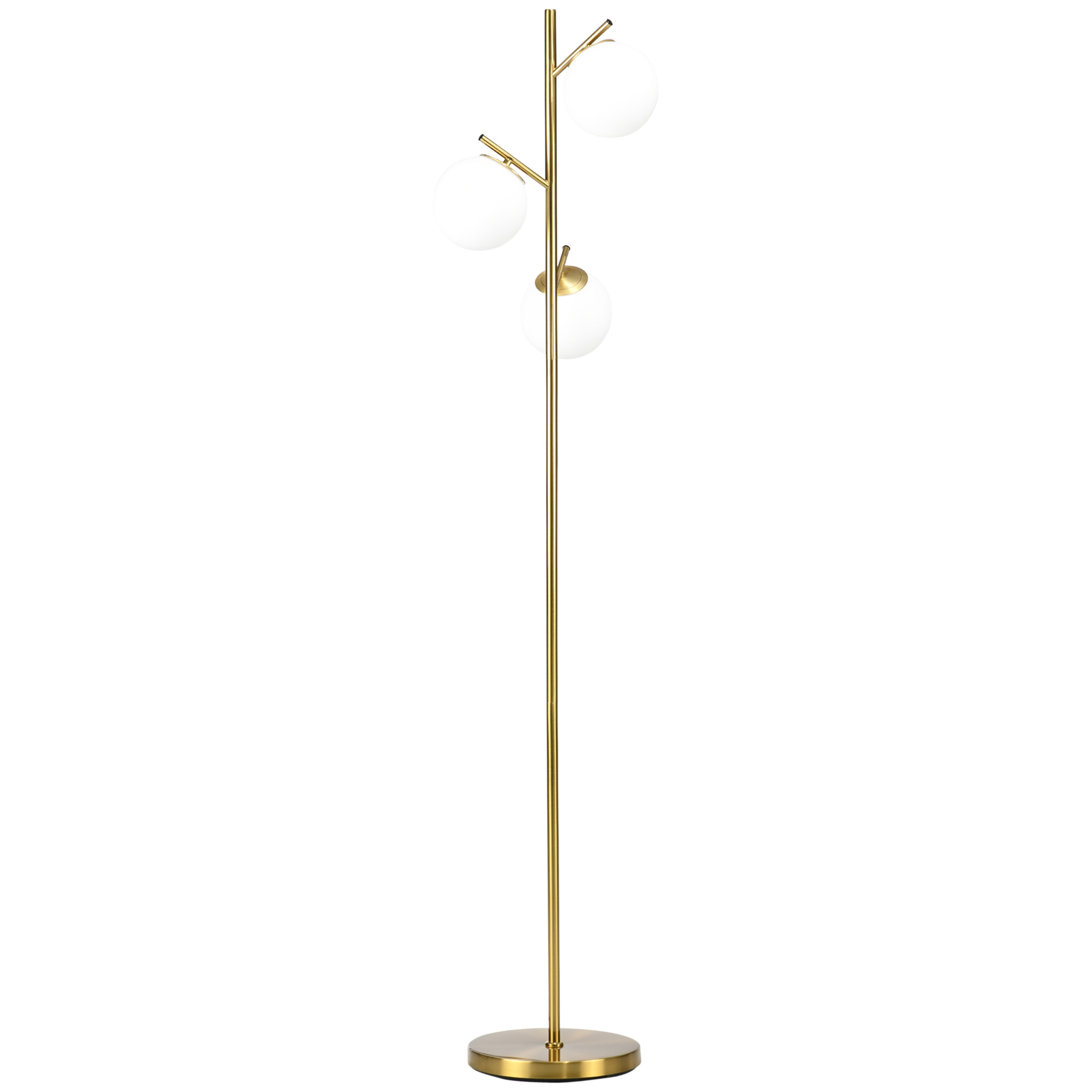 TRALOR 3 Light Tree Floor Lamp Modern Standing Lamp Steel Base - Gold - Life Essentials