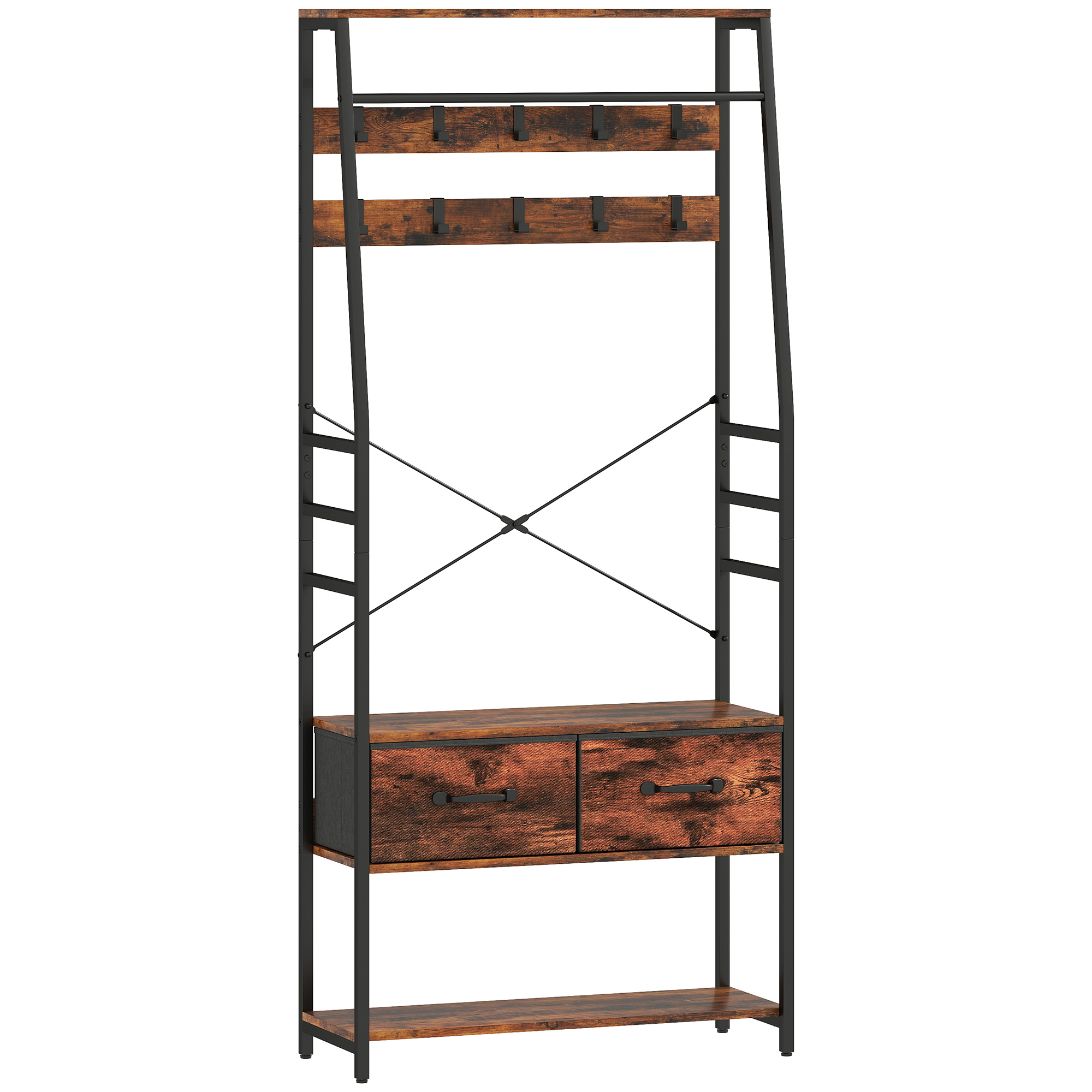 JORVIN Coat Rack with 2 Drawers - Brown - Life Essentials