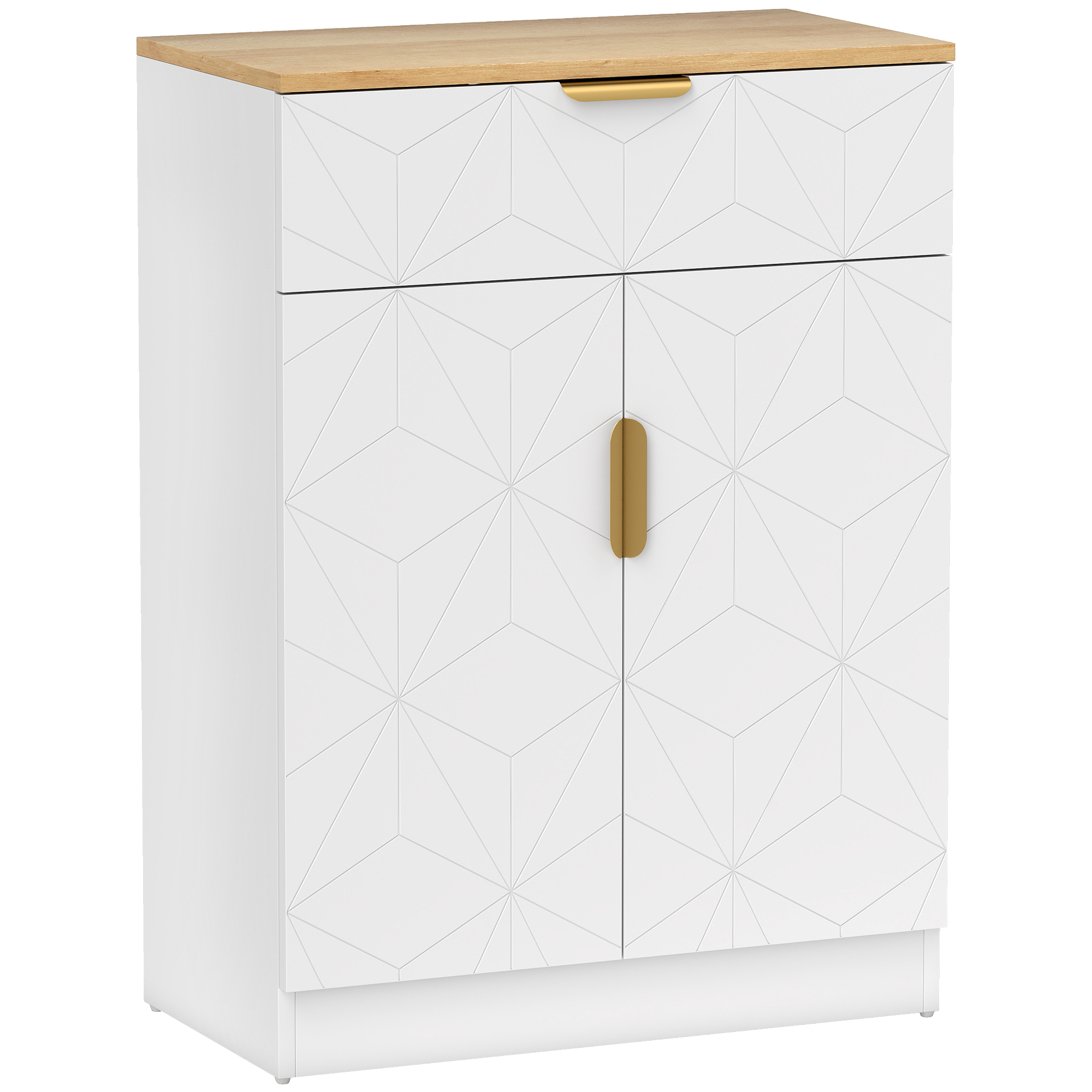 KAVEN Wooden Sideboard 2 Door 1 Drawer - White - Life Essentials