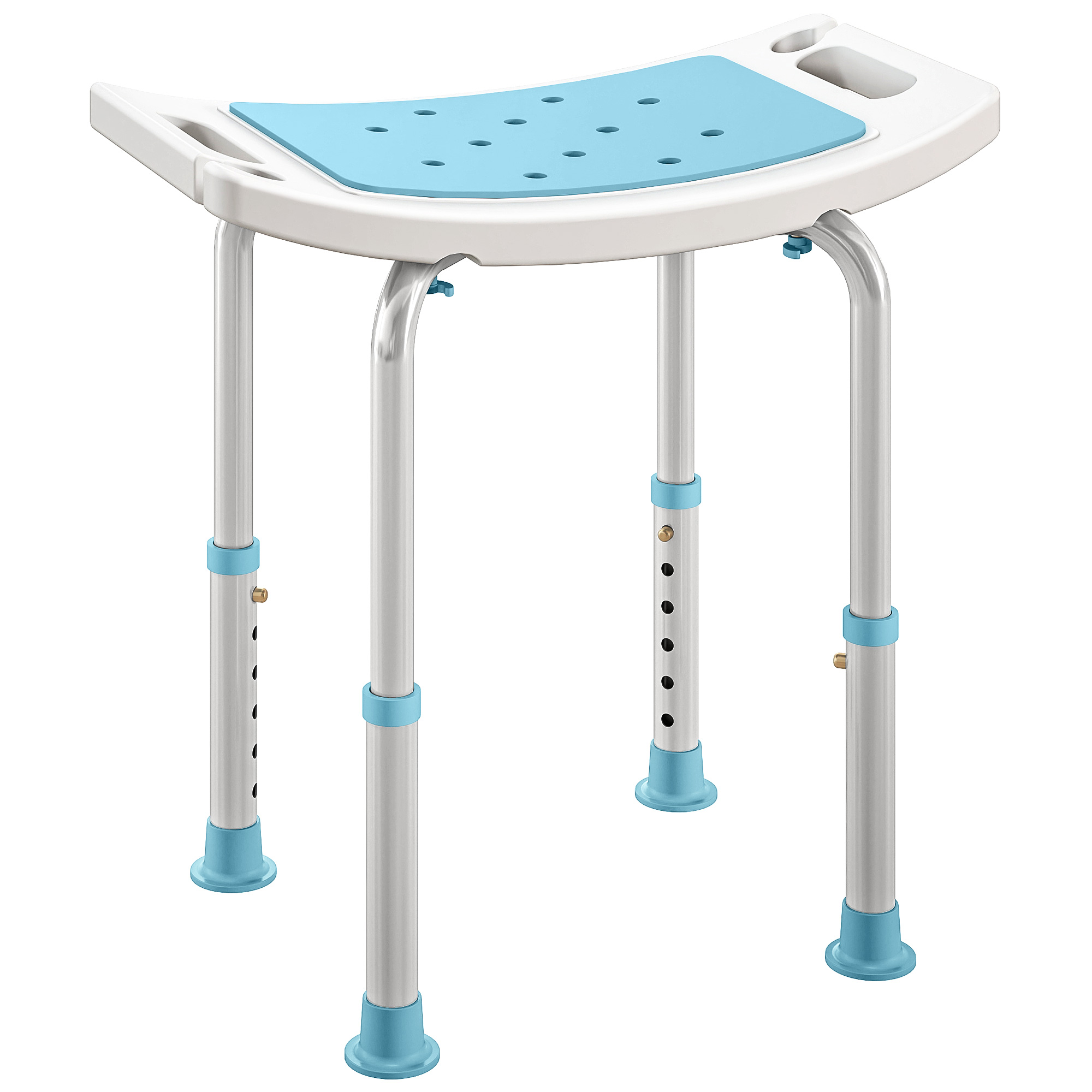 CRUZE Shower Chair Aluminium Adjustable Non Slip - Blue - Life Essentials
