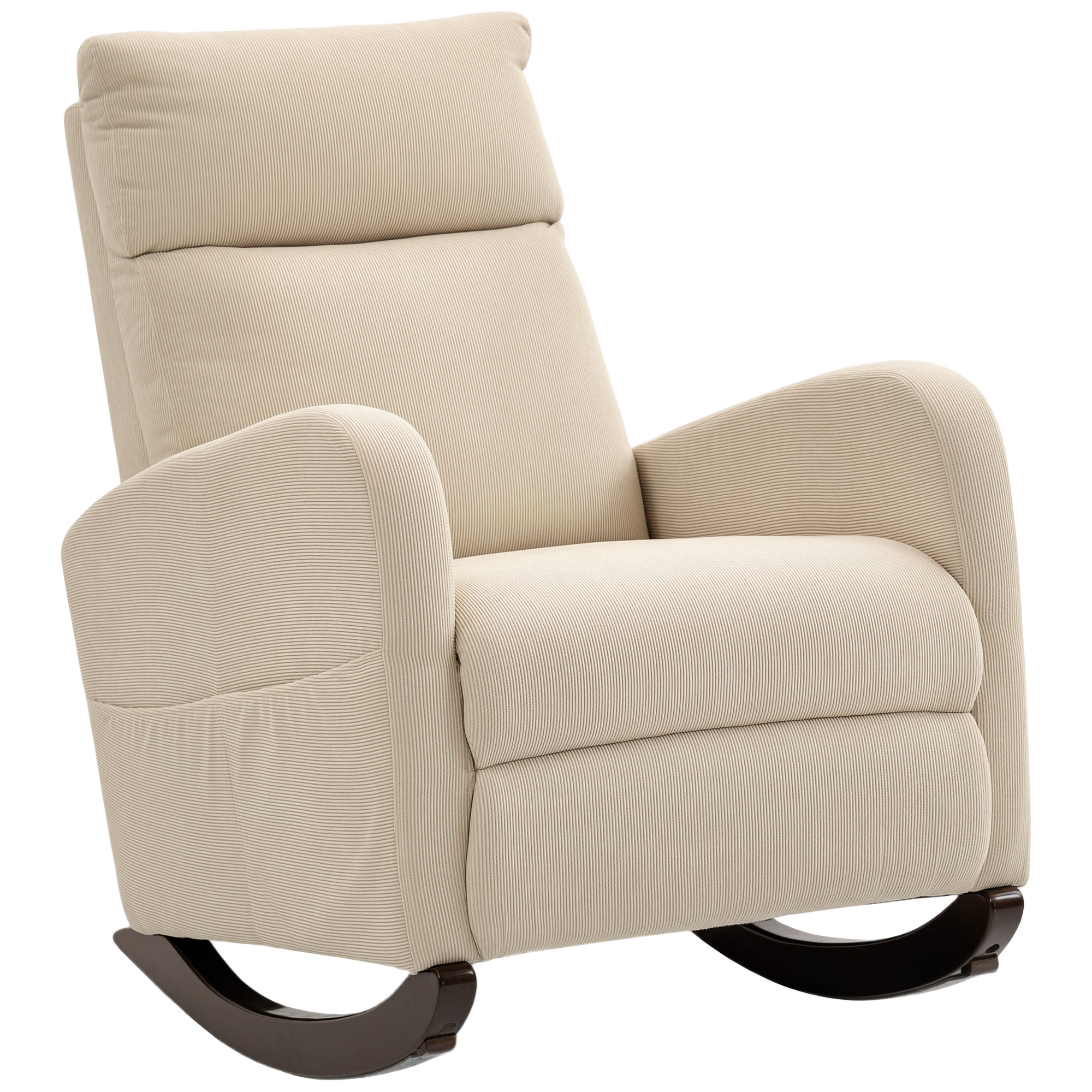LOMRIC Jumbo Cord Rocking Armchair - Beige - Life Essentials