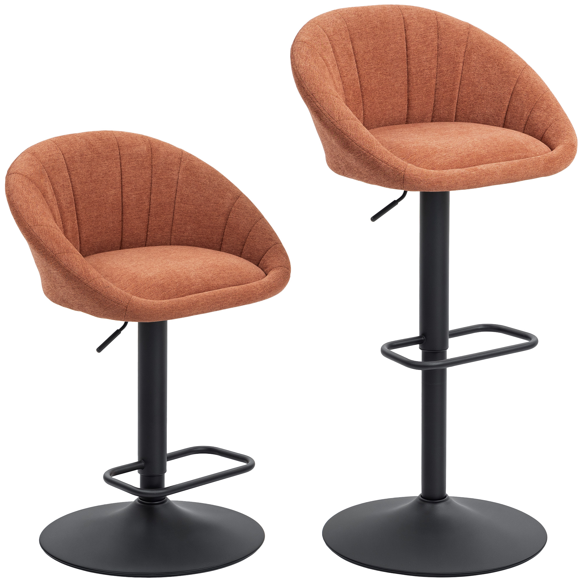 KENDRO Set of 2 Tub Linen Bar Stool - Orange - Life Essentials
