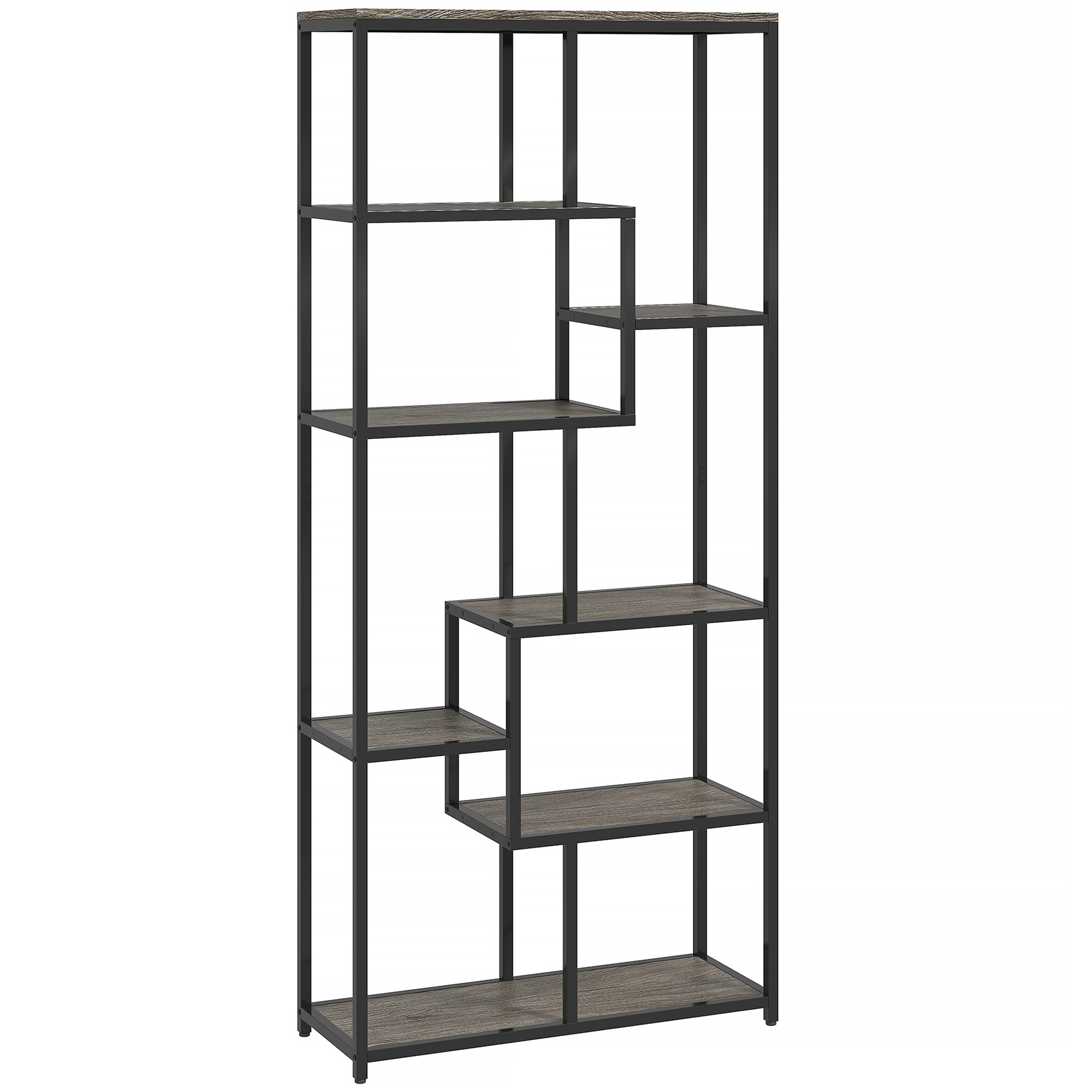 IVRON Bookcase Geometric Seven Tier - Grey - Life Essentials